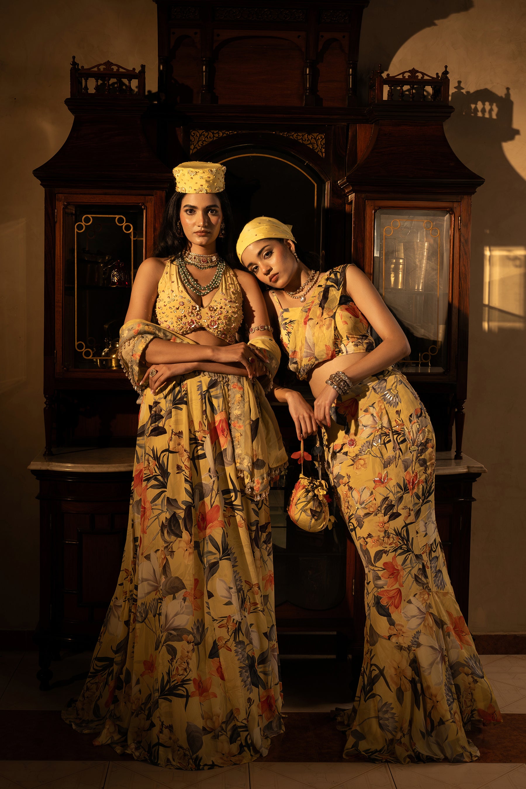 Misted Yellow Godet Skirt Set