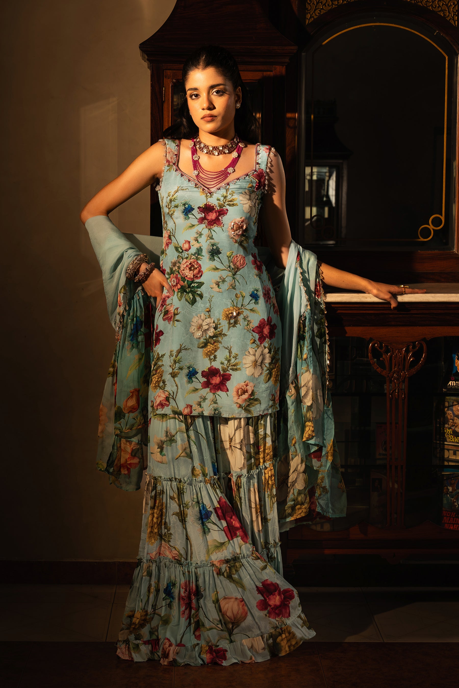 Powder Blue Sharara Set