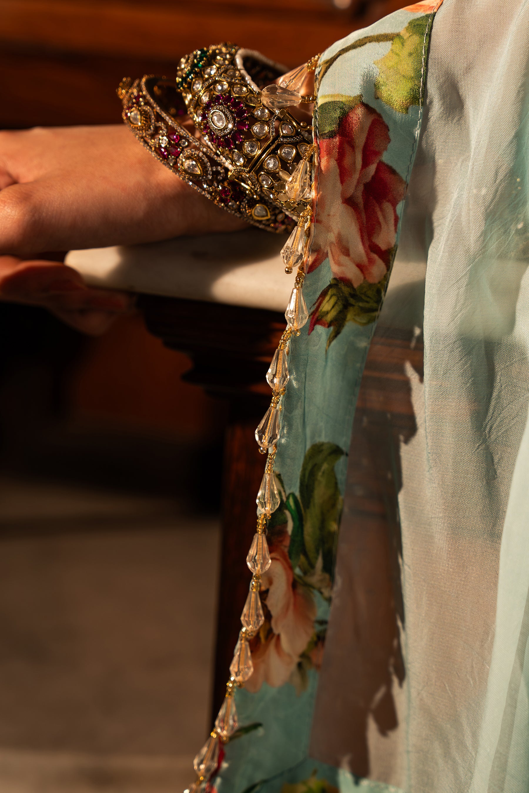 Powder Blue Sharara Set