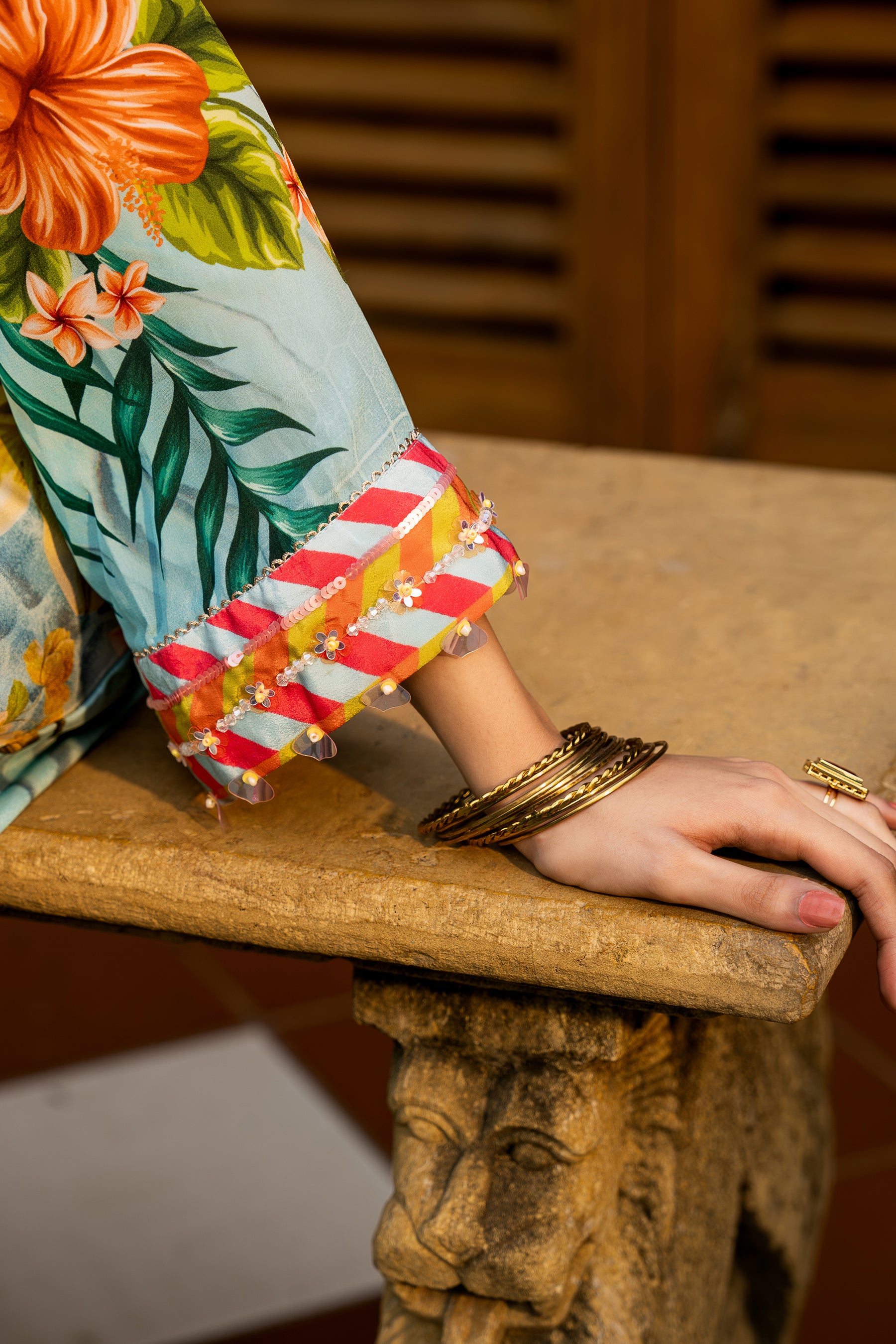 Tropical Blue Kaftan Dress