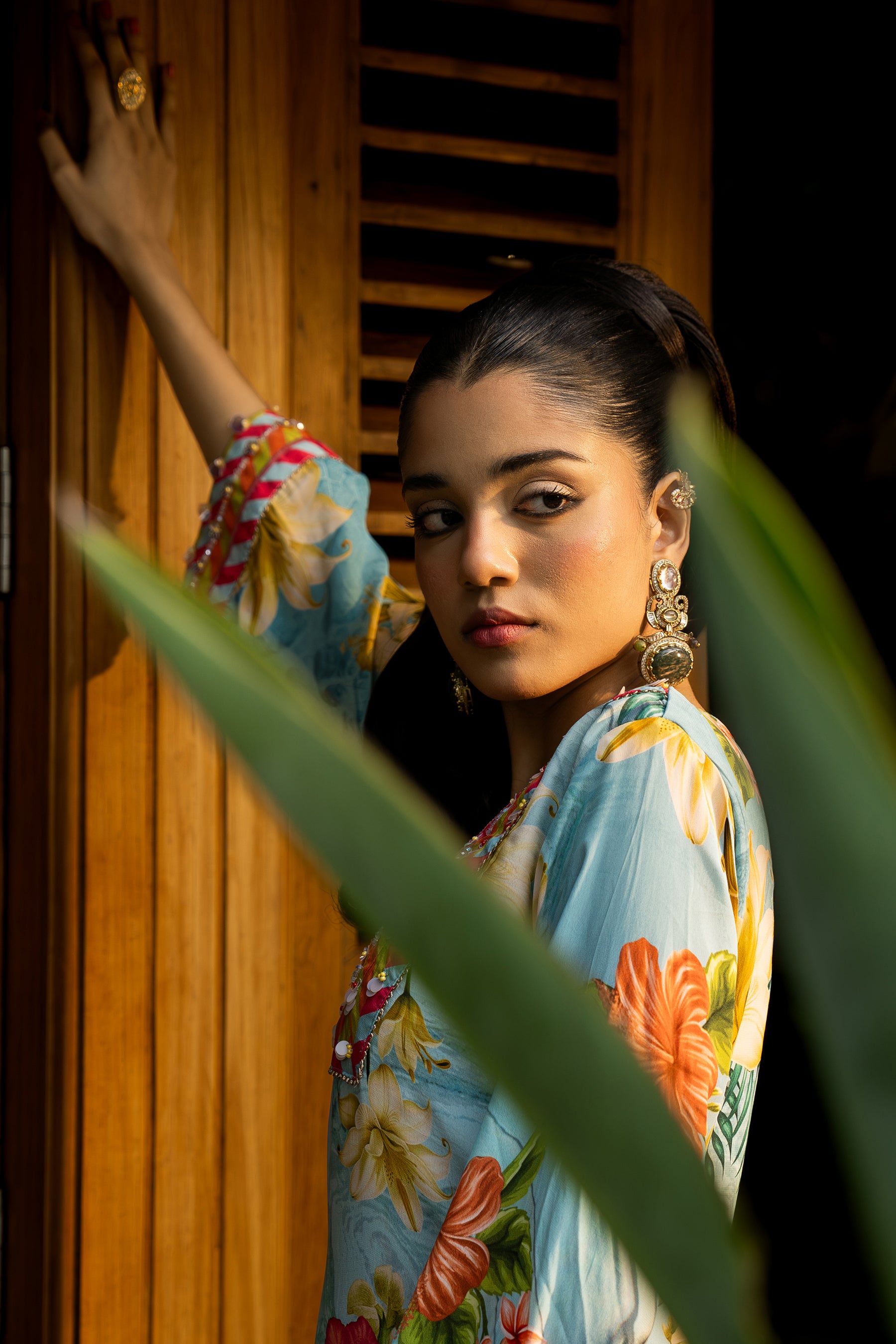 Tropical Blue Kaftan Dress