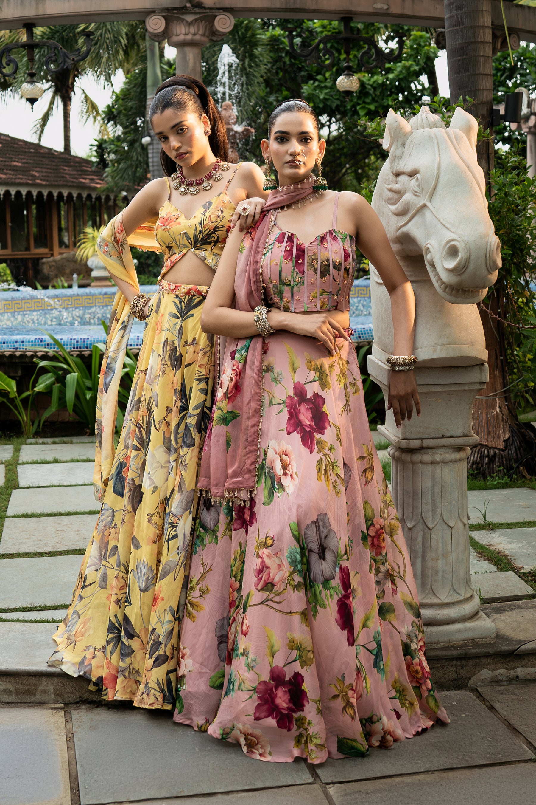 Misted Yellow Organza Lehenga Set