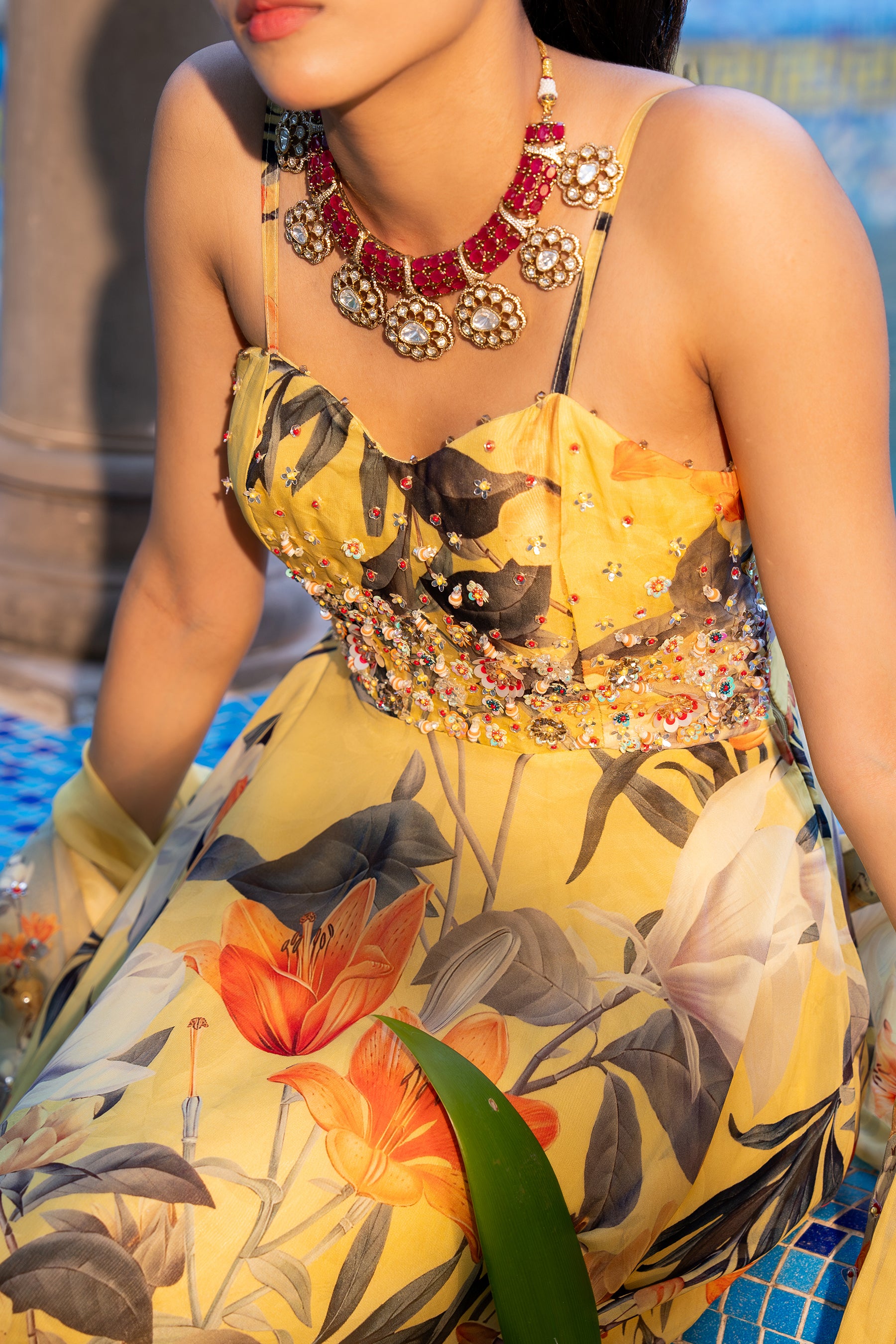 Misted Yellow Anarkali Set