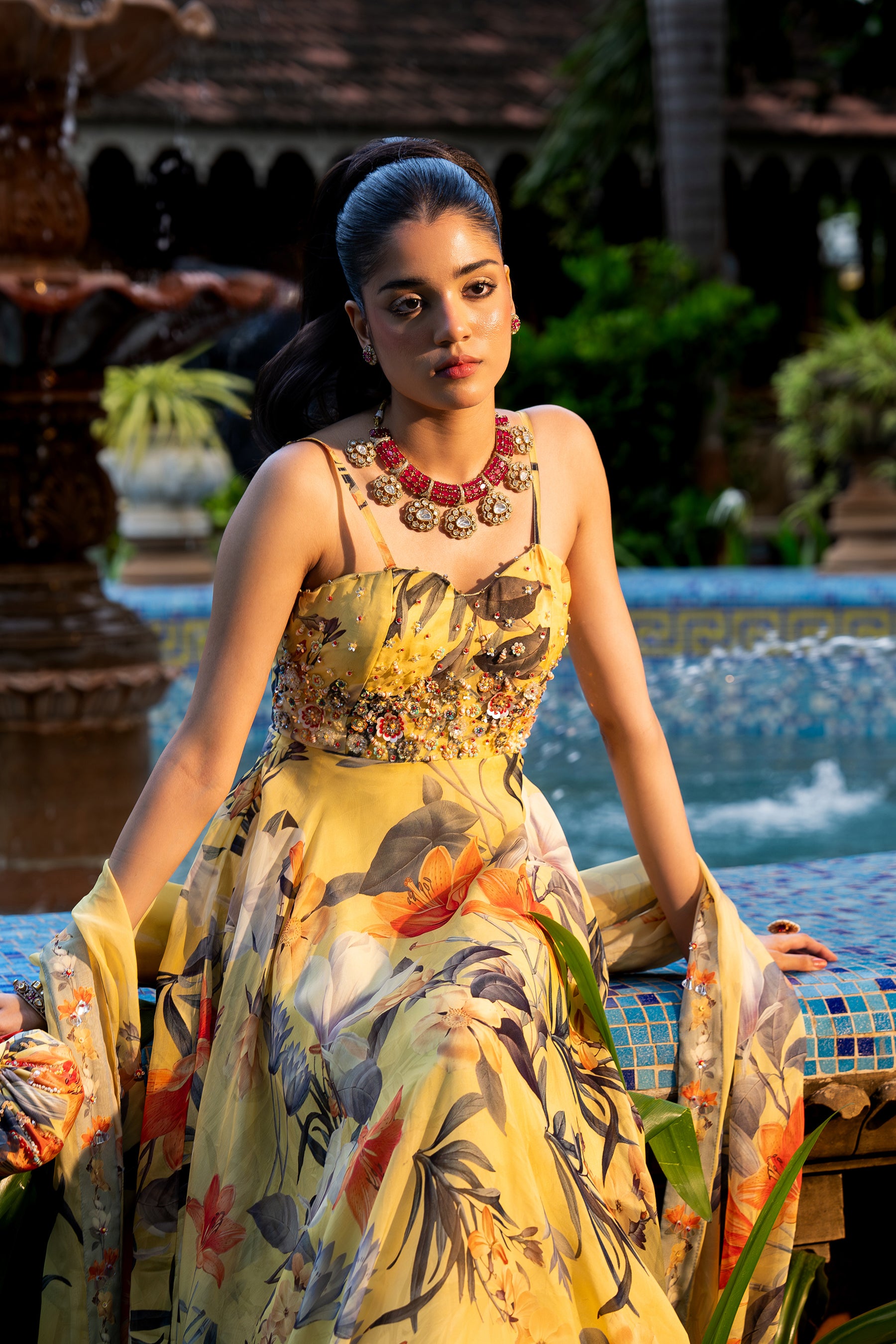 Misted Yellow Anarkali Set