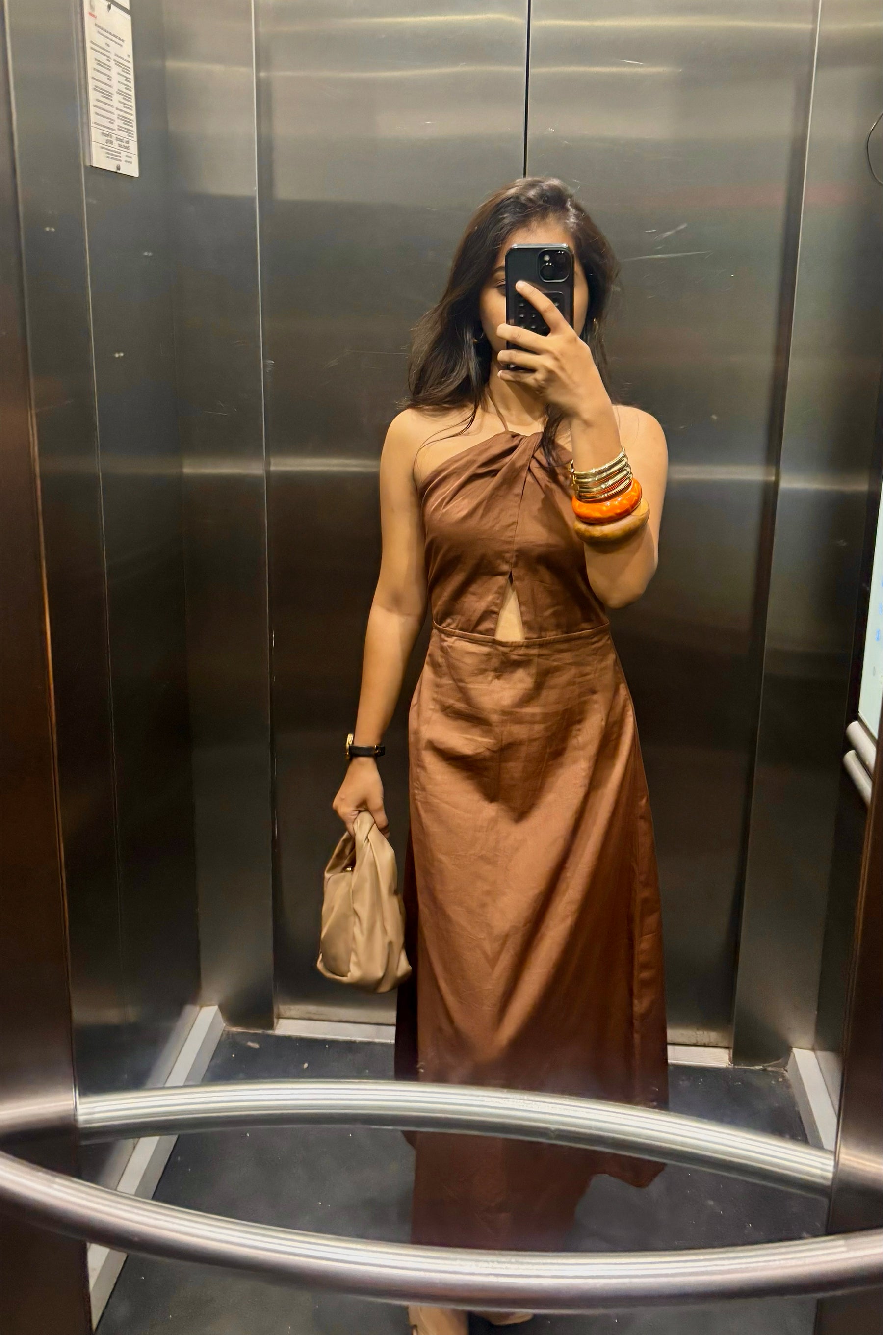 Brown Cut-out Dress