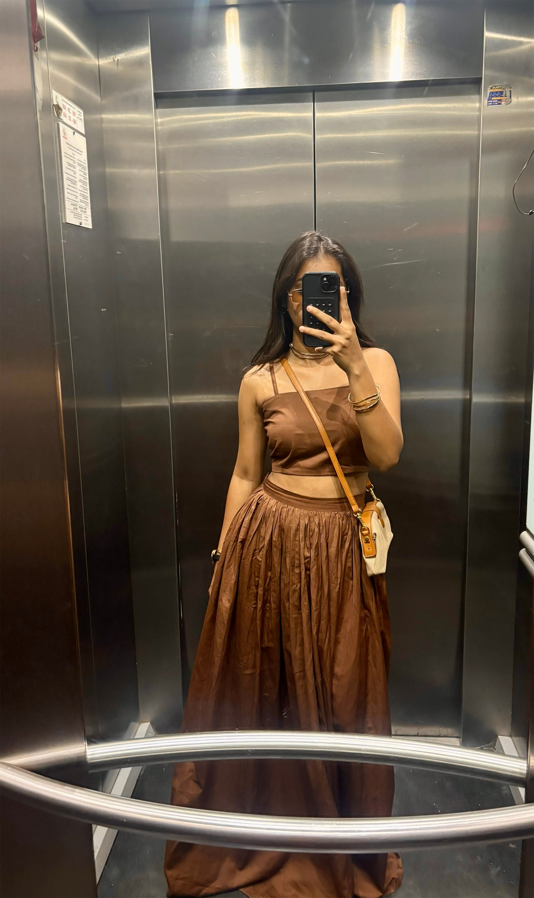 Brown Top & Skirt Set