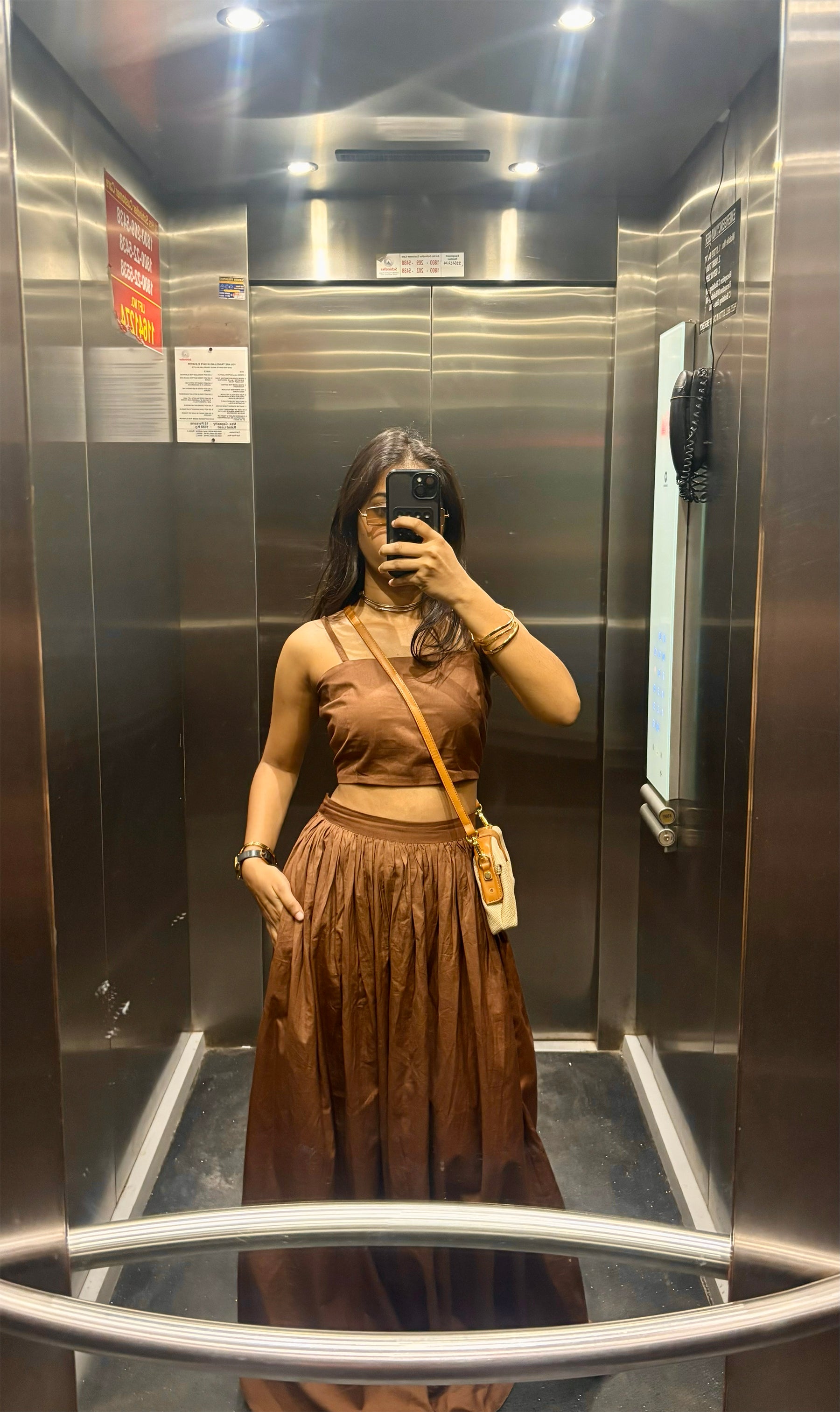 Brown Top & Skirt Set