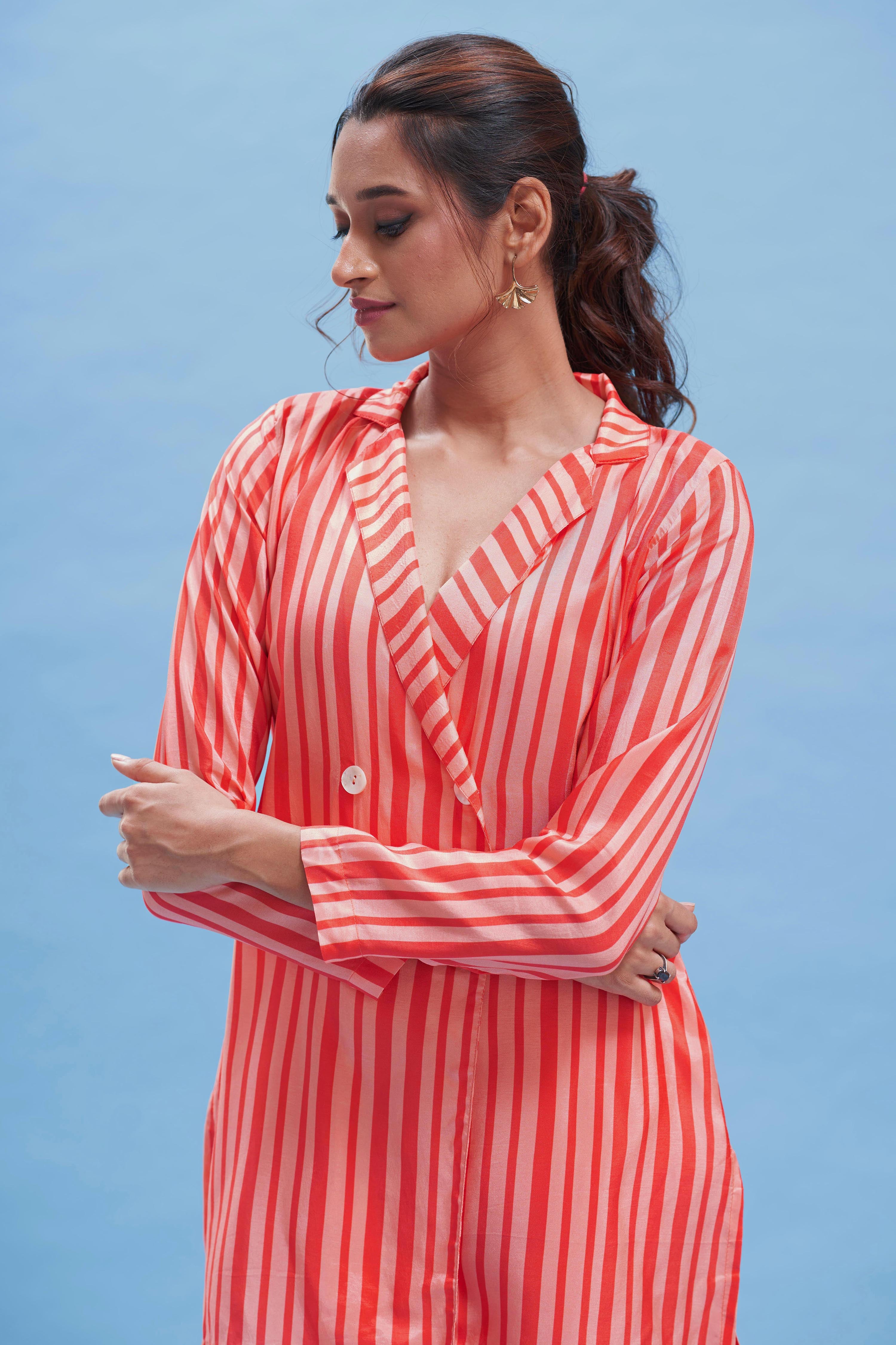 Just Peach Stripe Suit