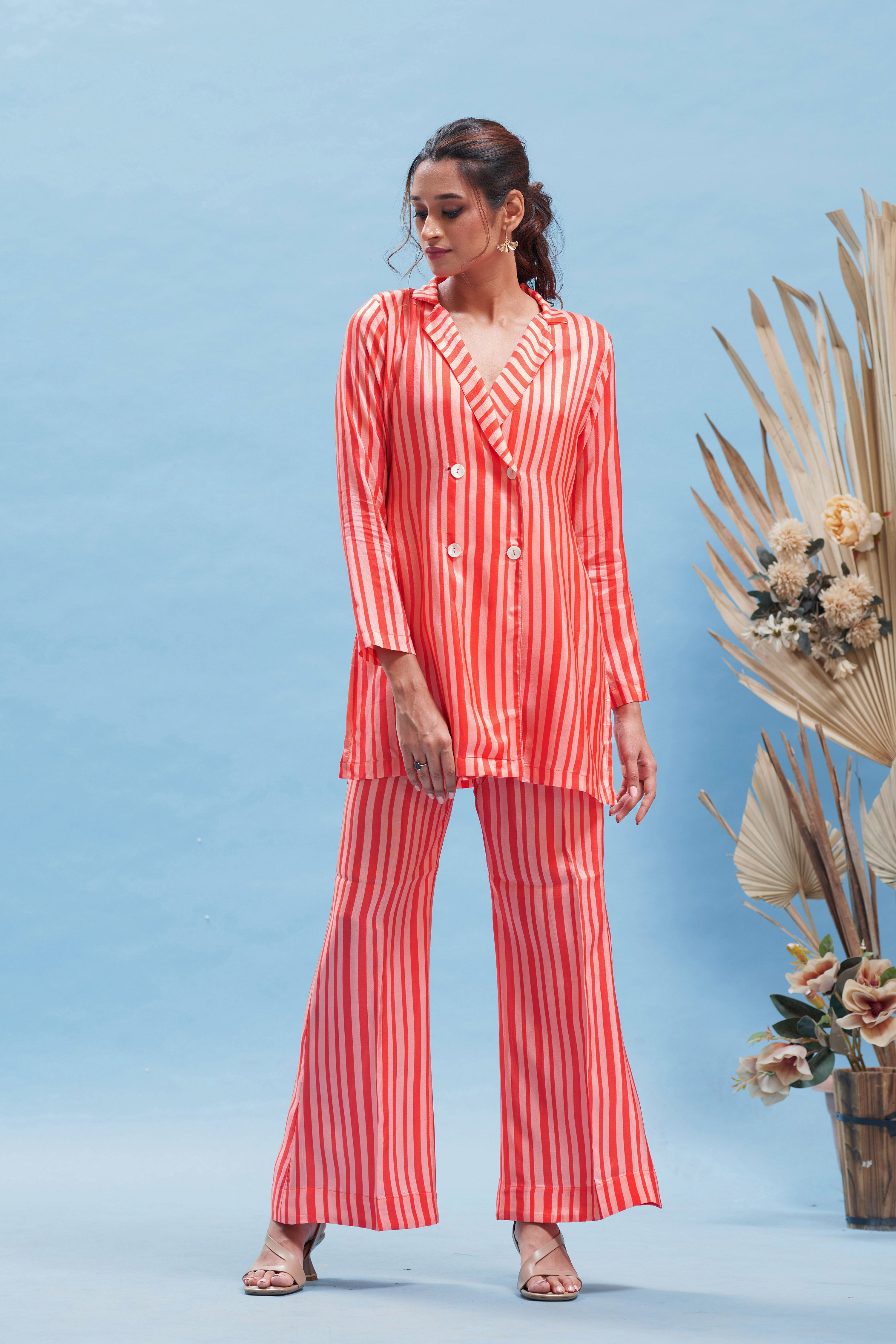 Just Peach Stripe Suit