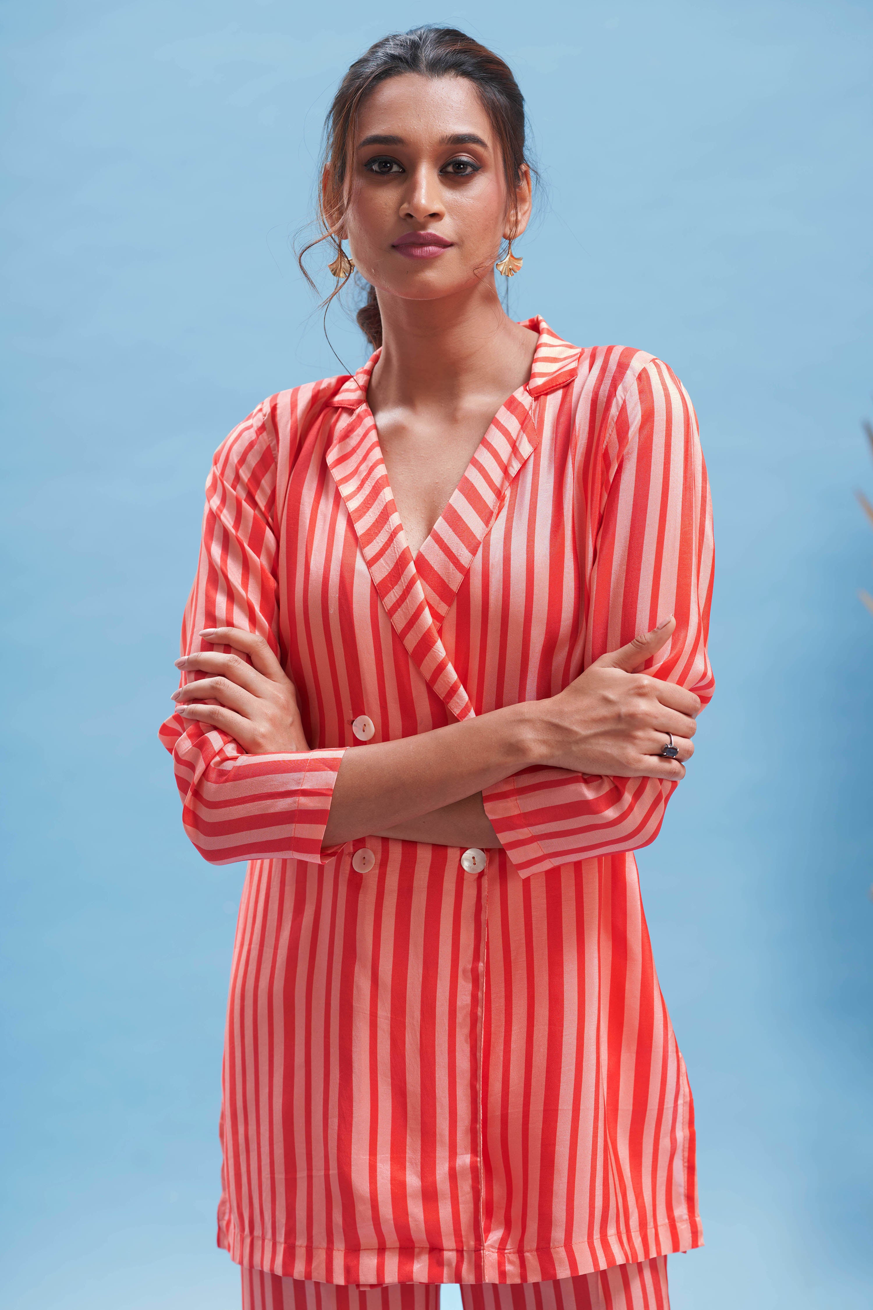 Just Peach Stripe Suit