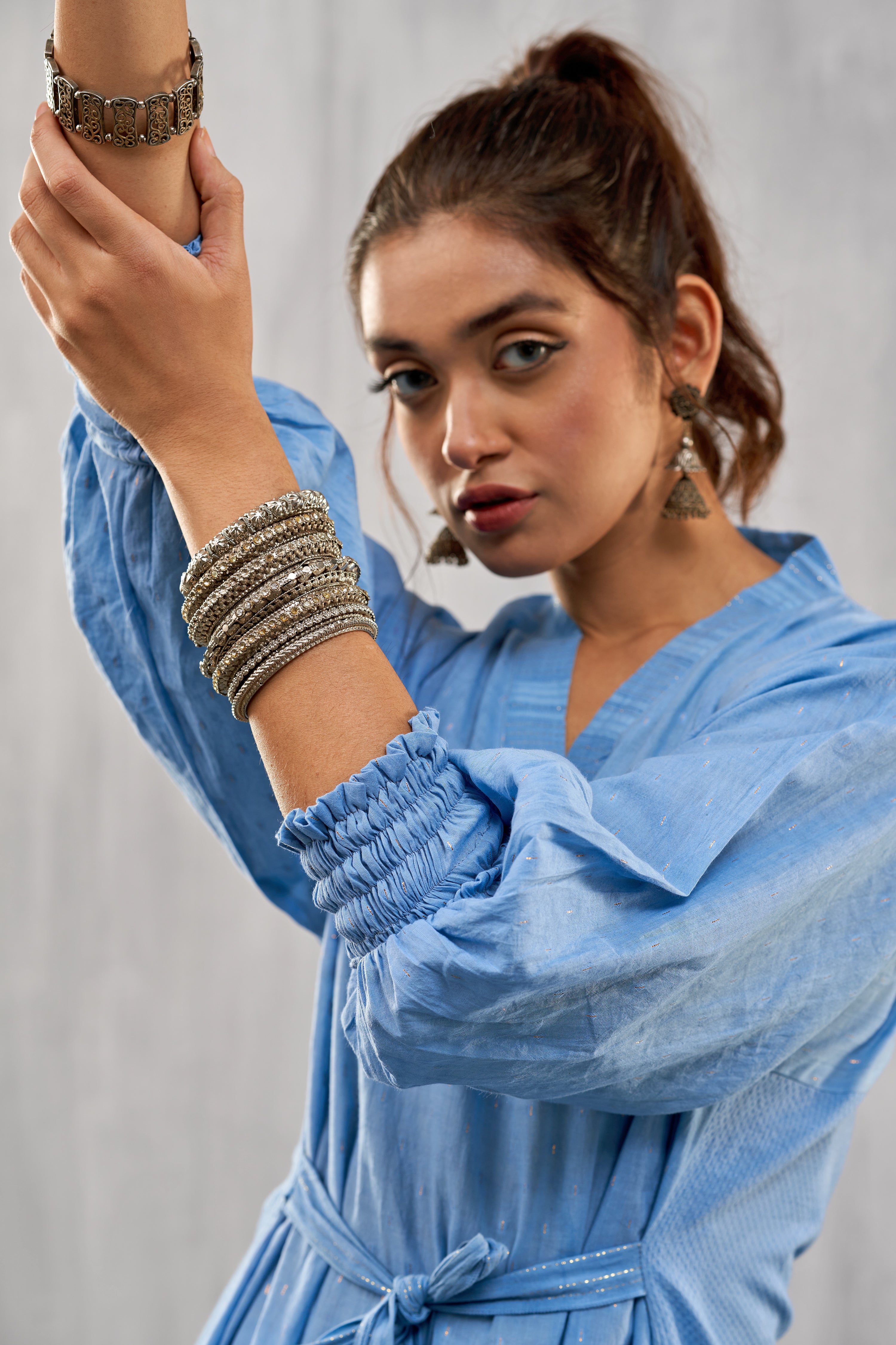 Ulfat Blue Perennial Tunic And Trouser Set