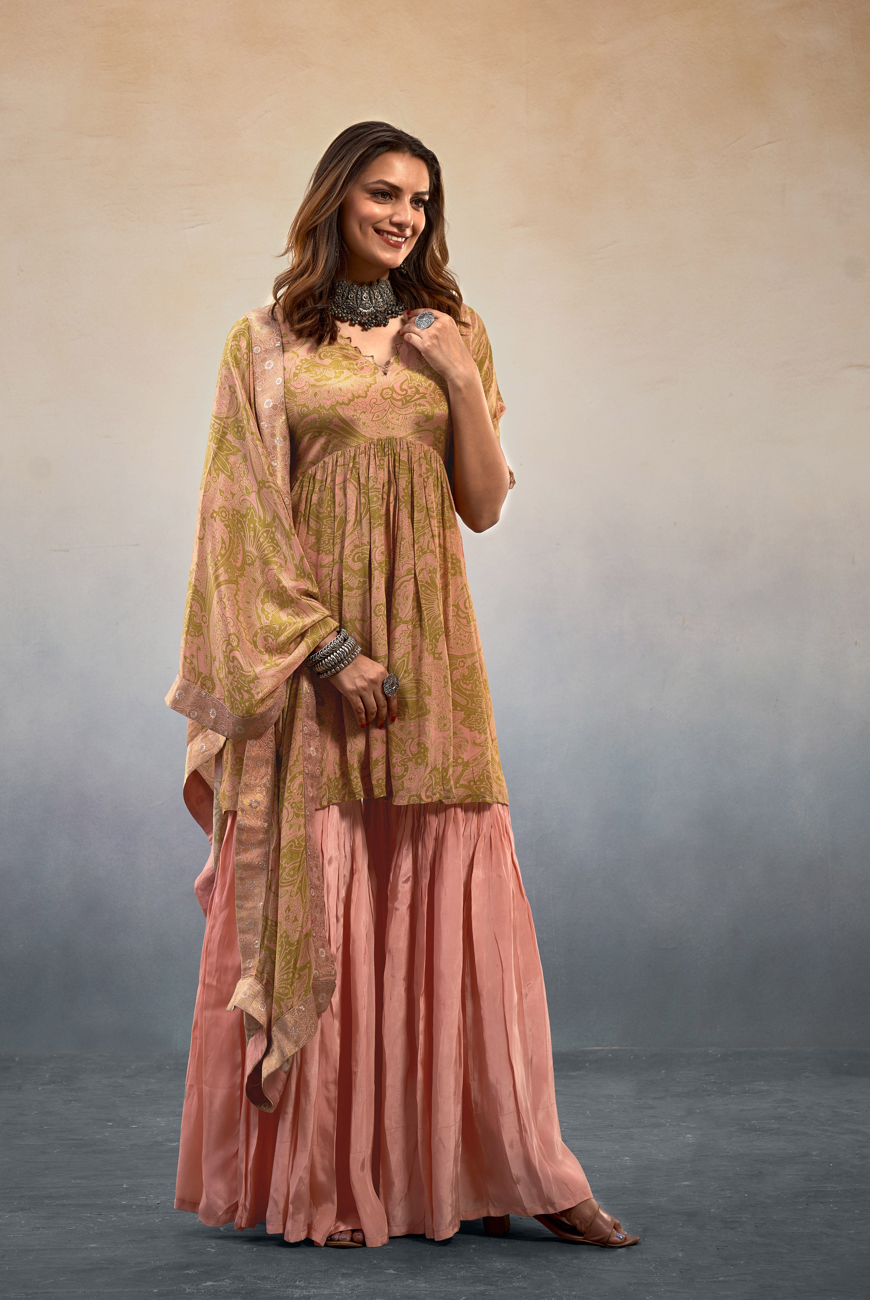 Noor Pastel Pink Sharara Set