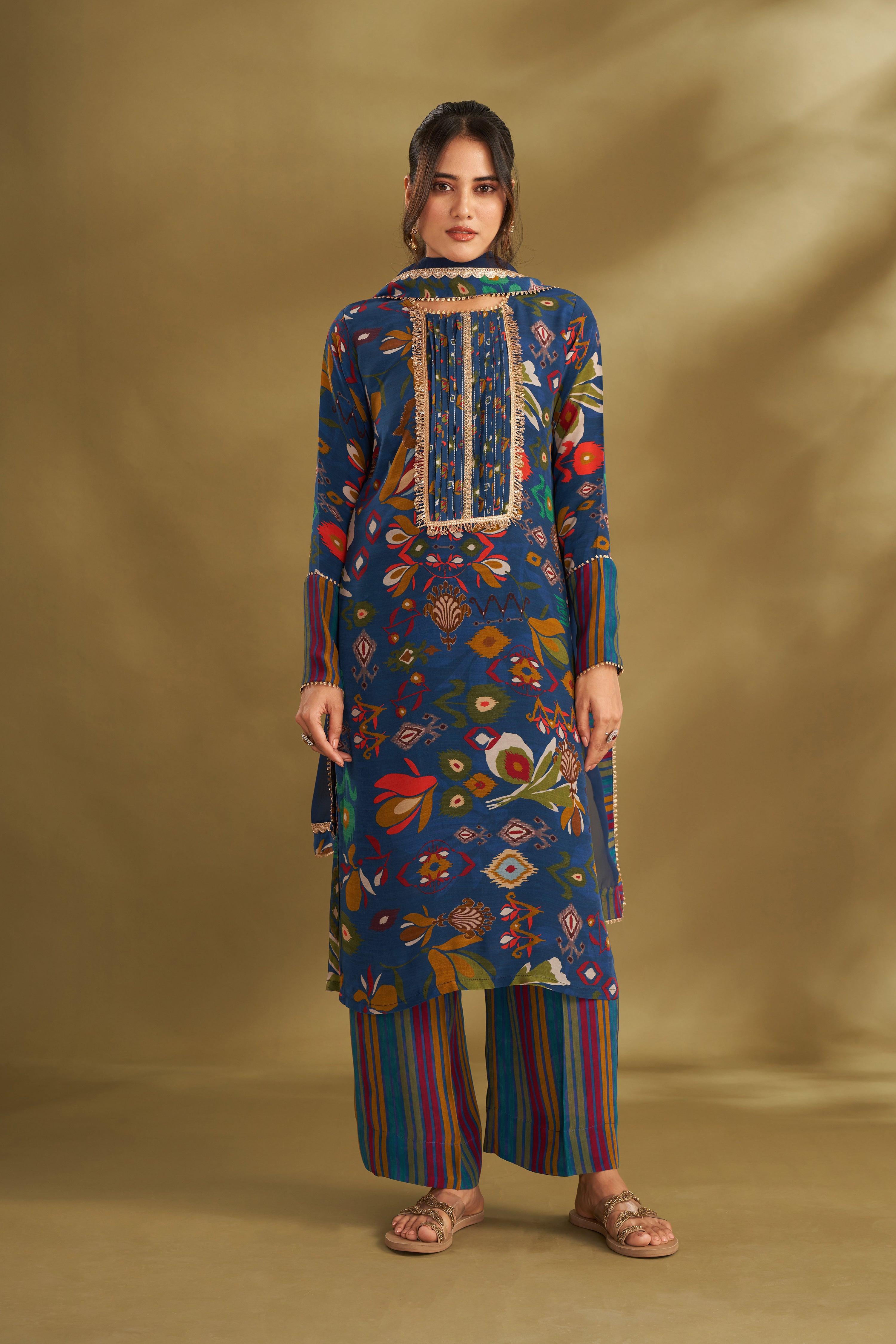 Royal Blue Printed Kurta Set