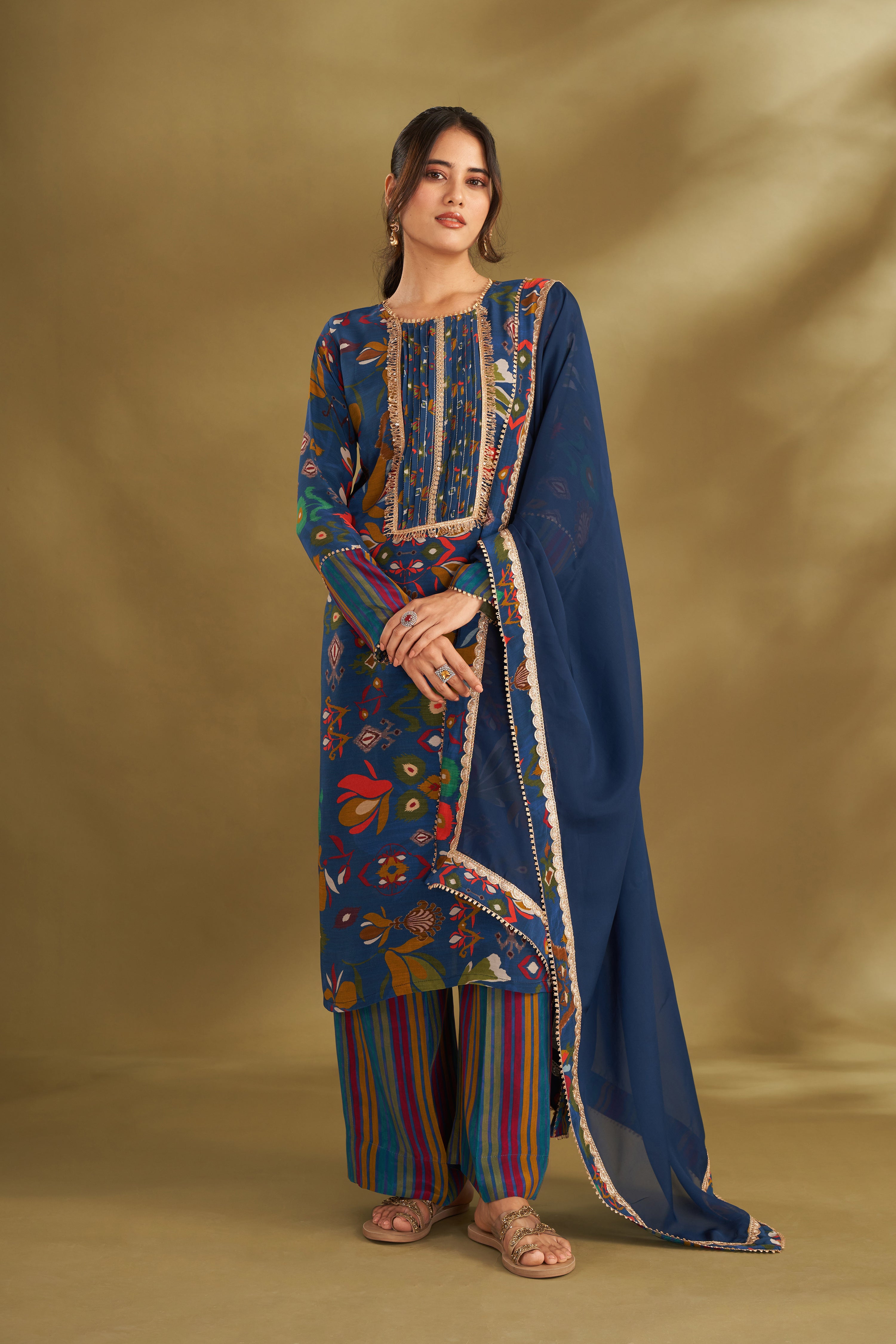 Royal Blue Printed Kurta Set