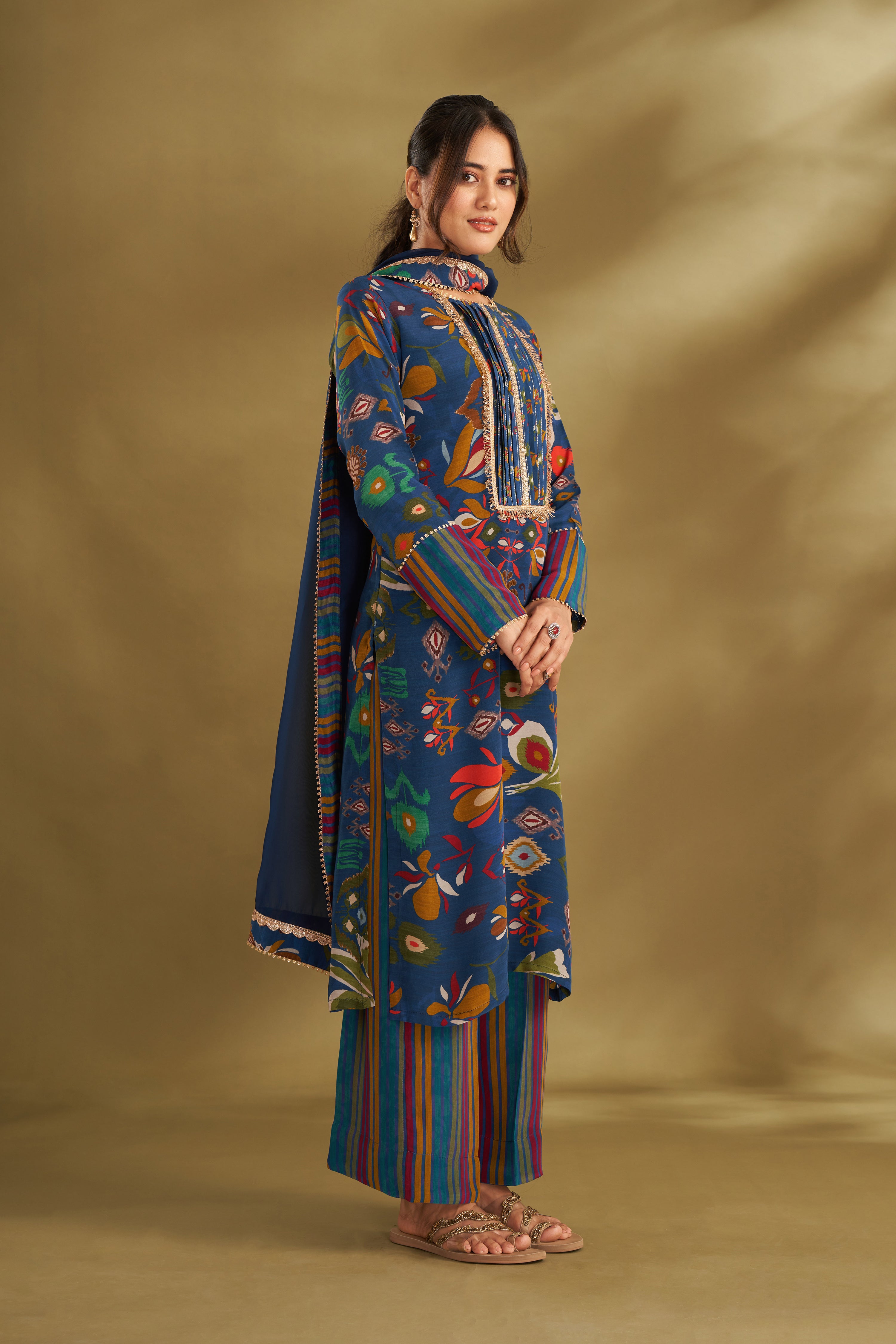 Royal Blue Printed Kurta Set