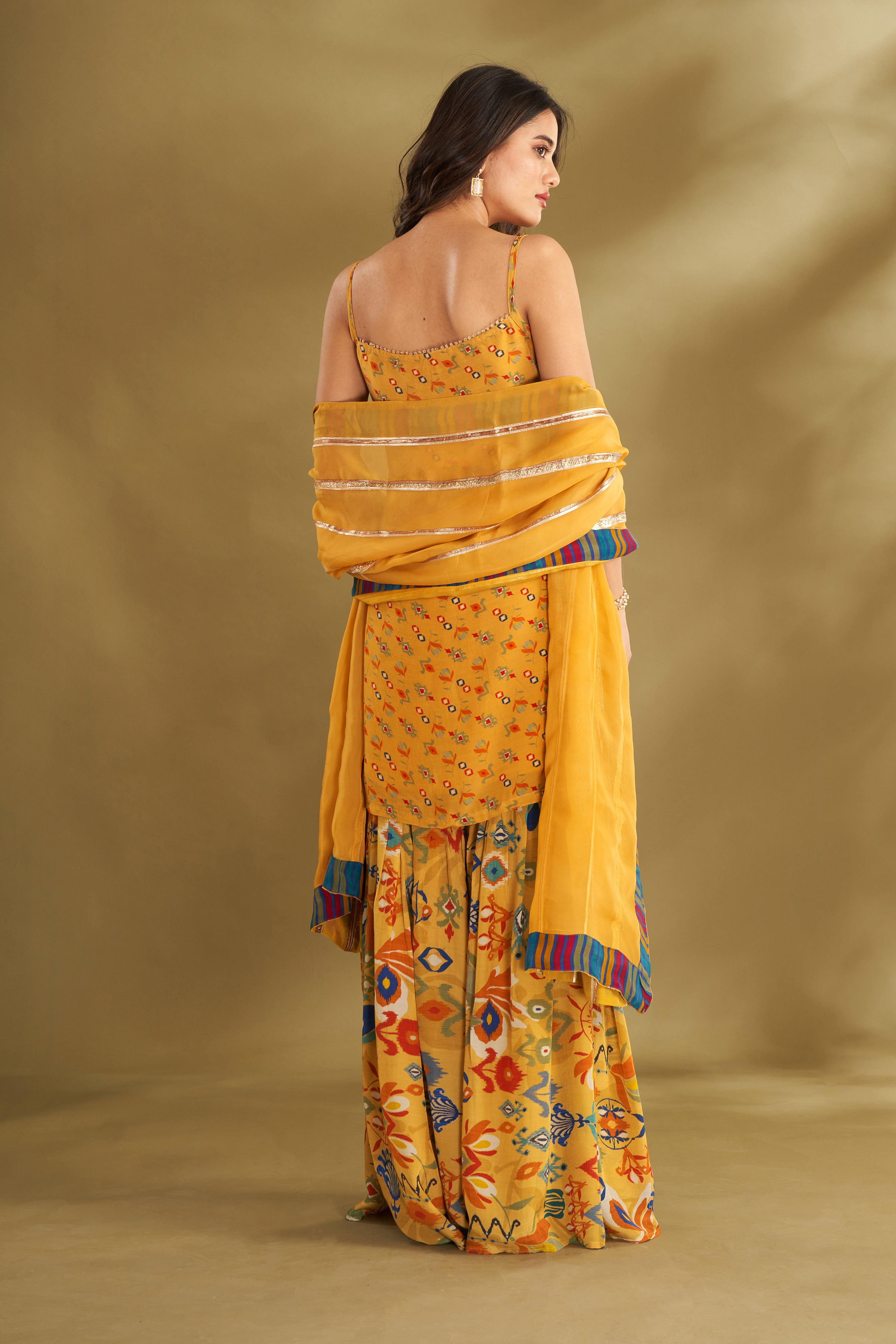 Dandelion Yellow Printed & Embroidered Sharara Set