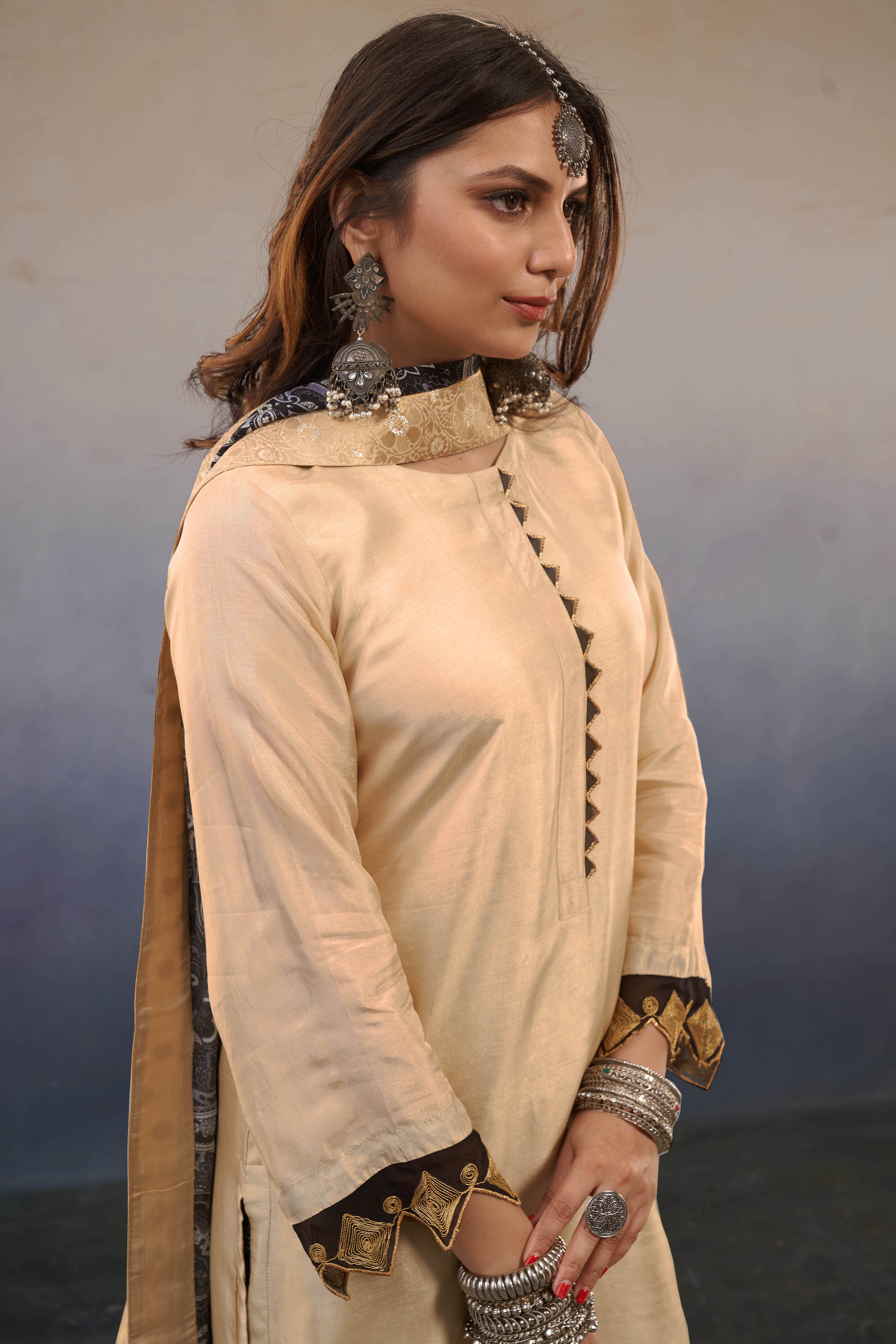 Noor Beige Straight Kurta Set