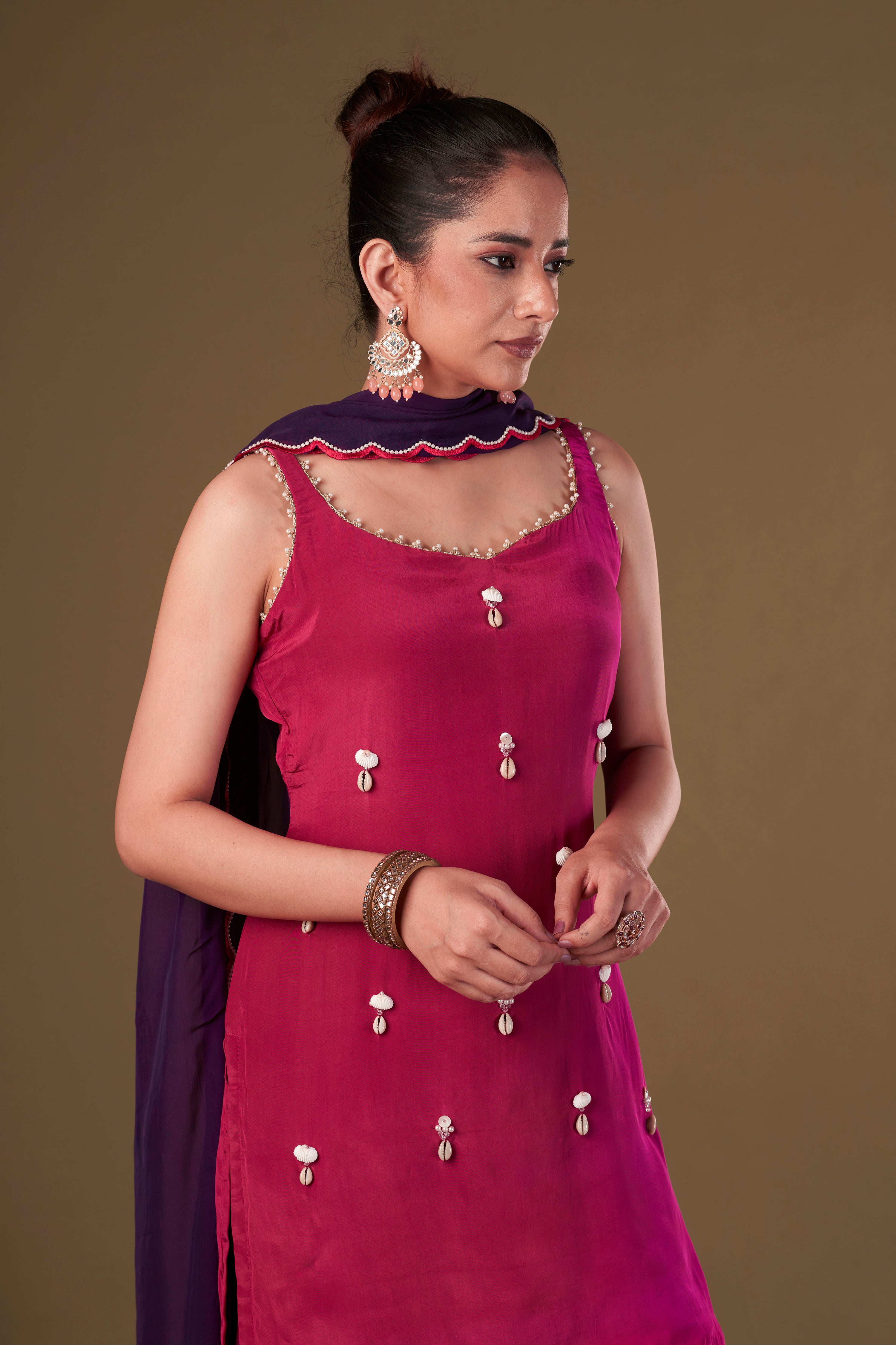 Tisya Crimson Ombre Sharara Set