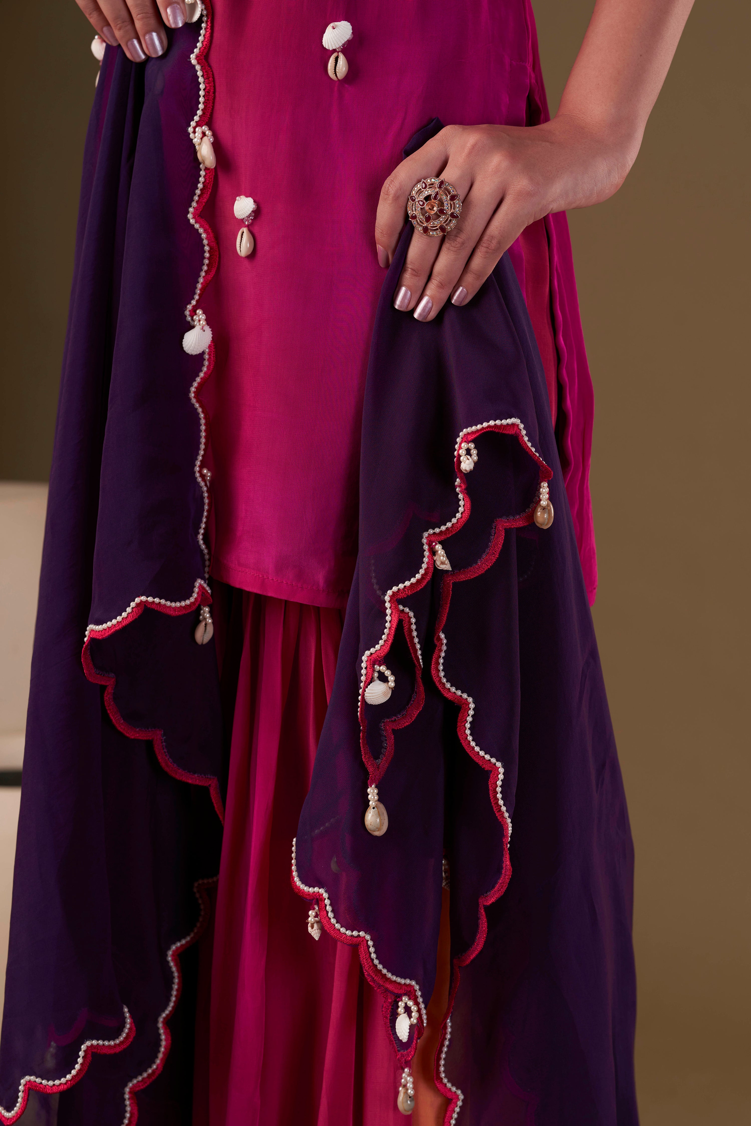 Tisya Crimson Ombre Sharara Set