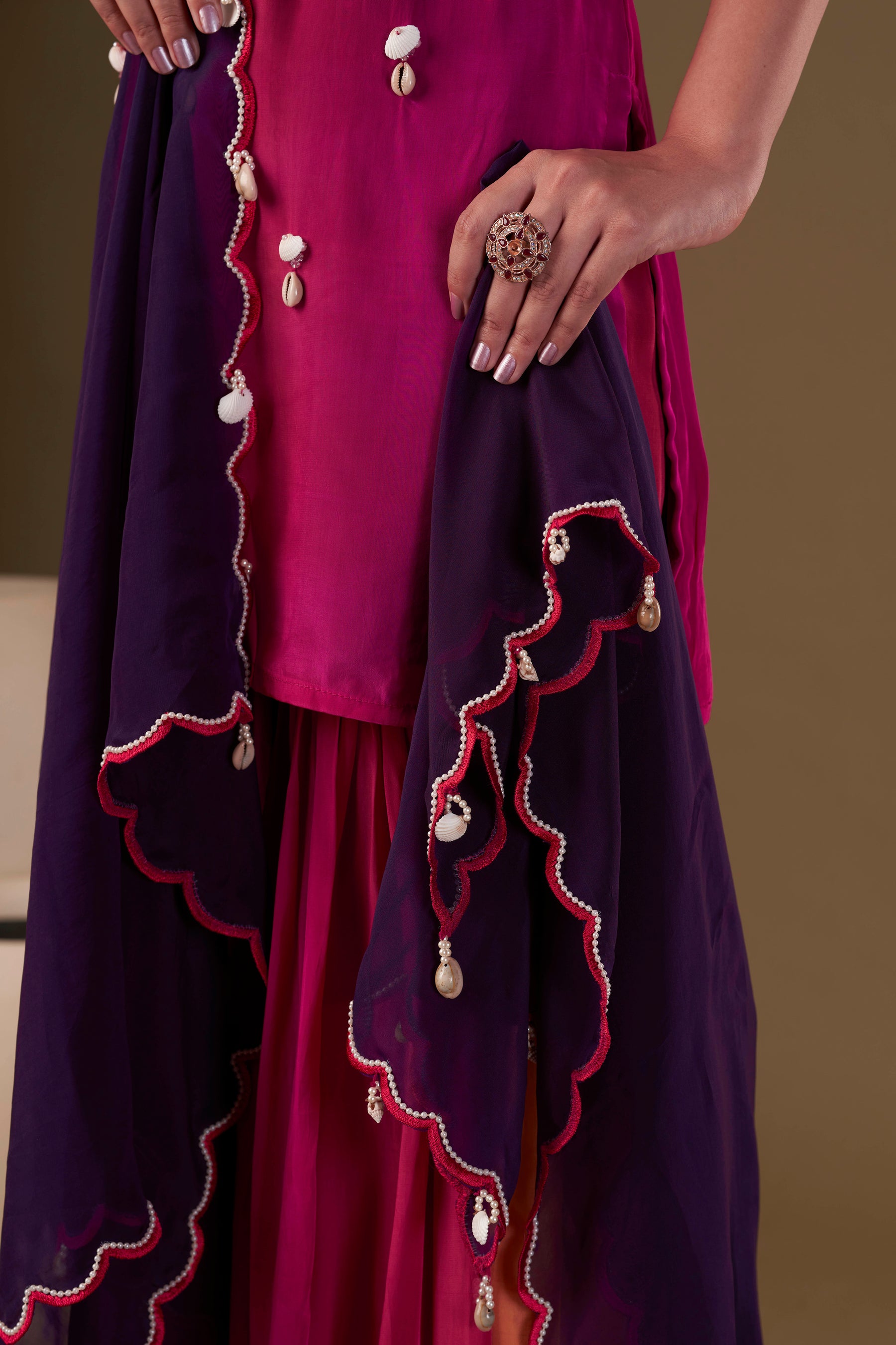 Tisya Crimson Ombre Sharara Set