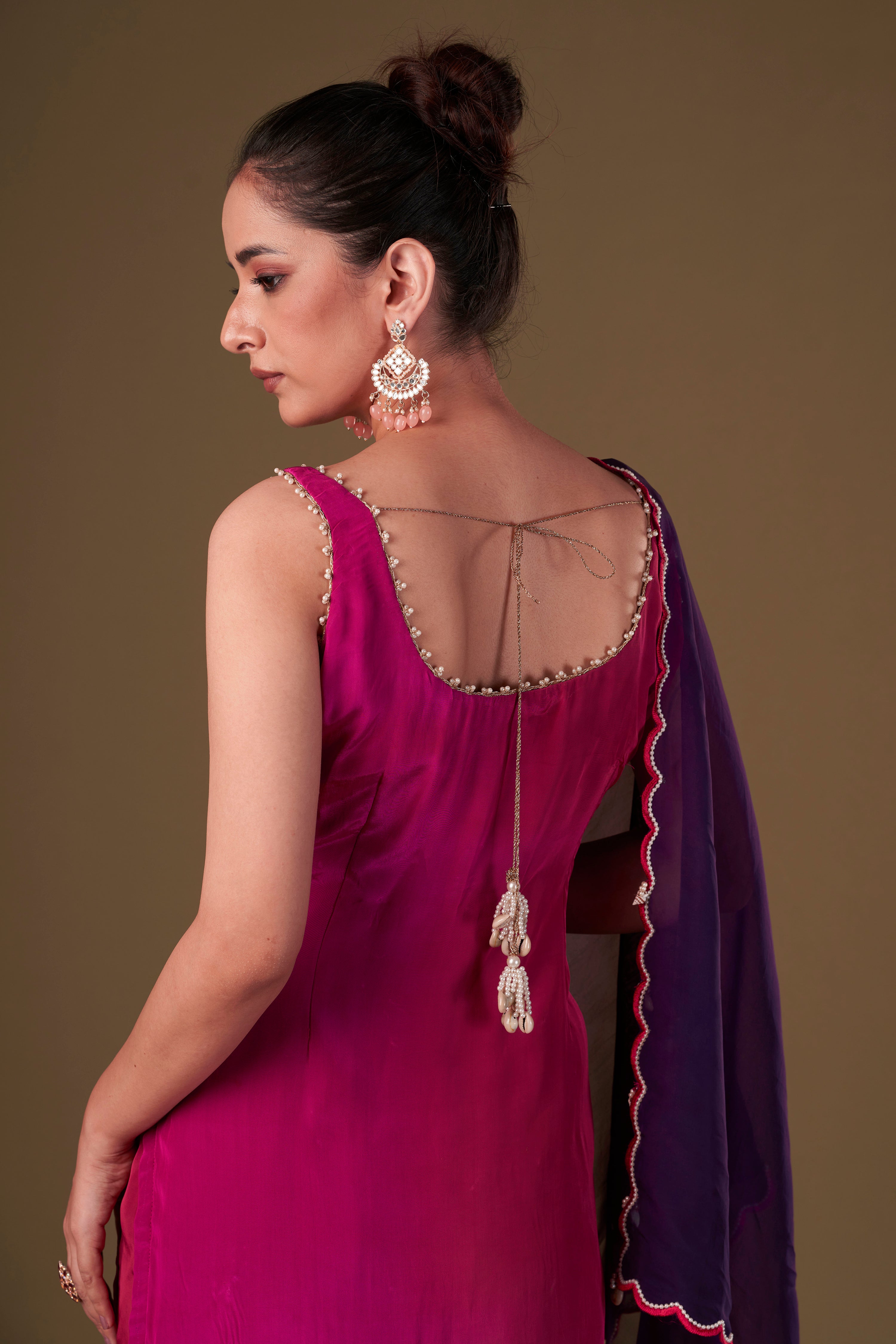 Tisya Crimson Ombre Sharara Set