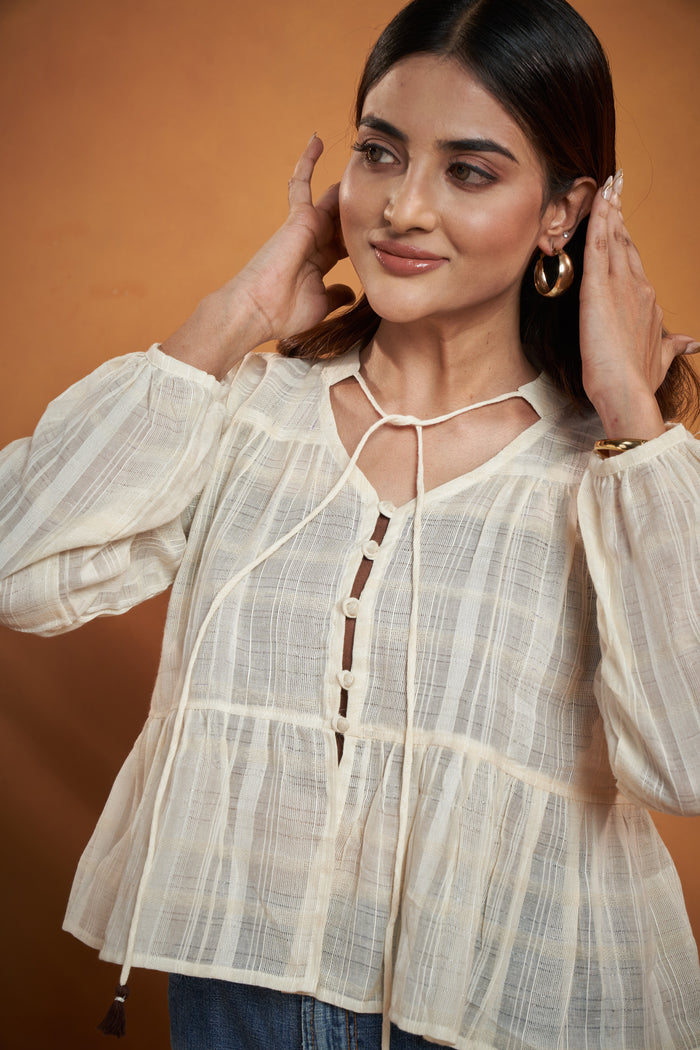 Off white Gathered Top