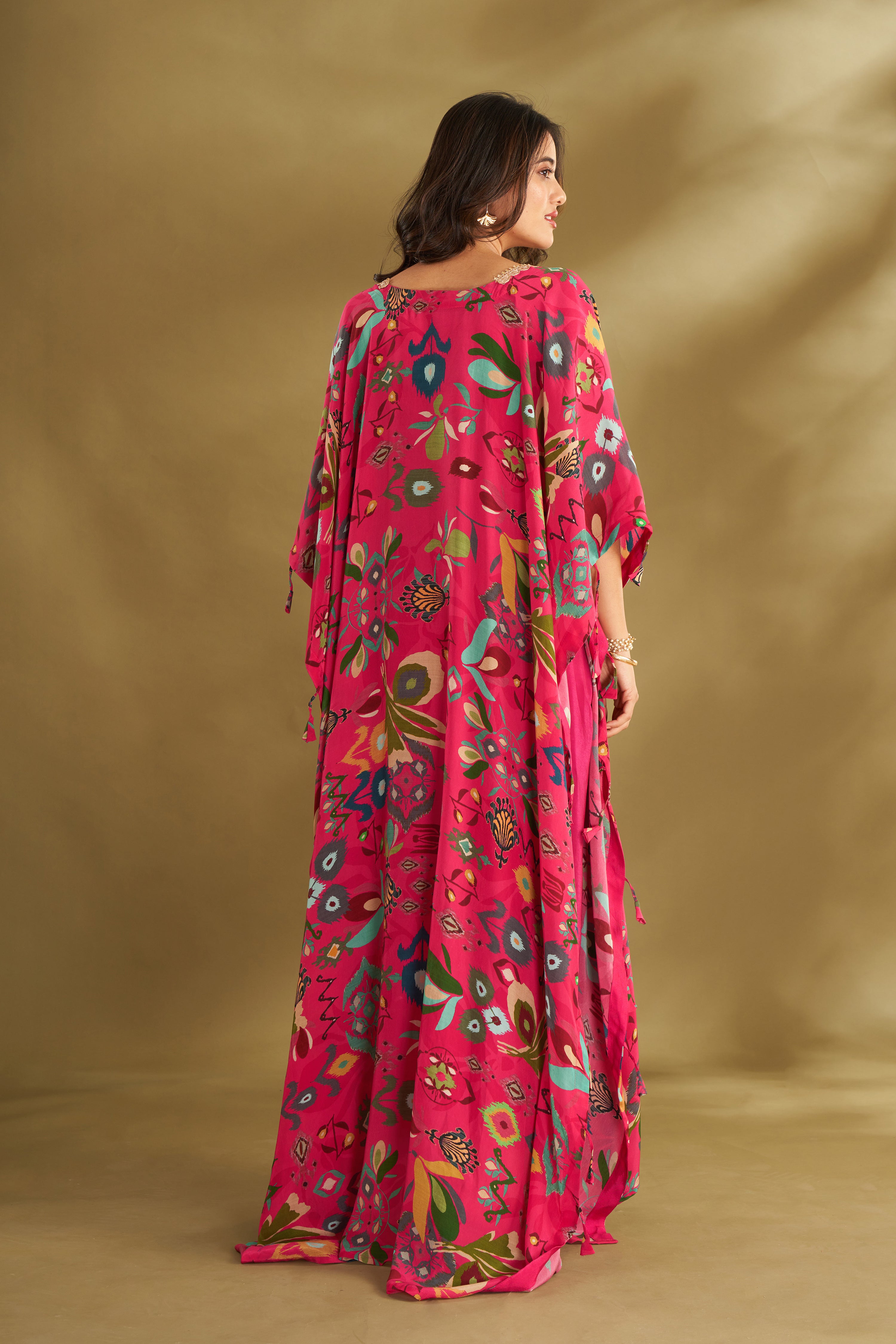 Hot Pink Drape Skirt & Cape Set