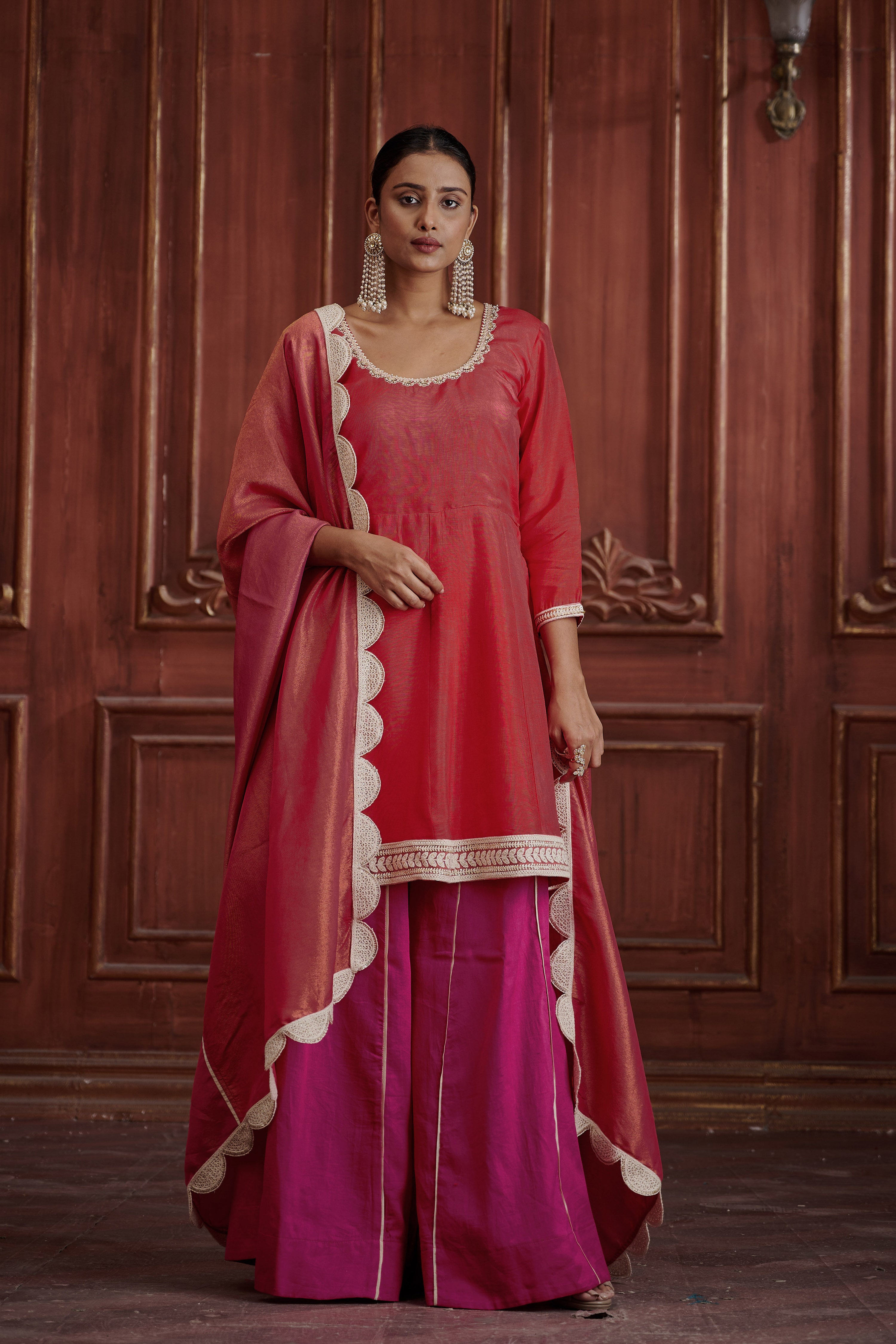 Rang Red-Pink Sharara Set