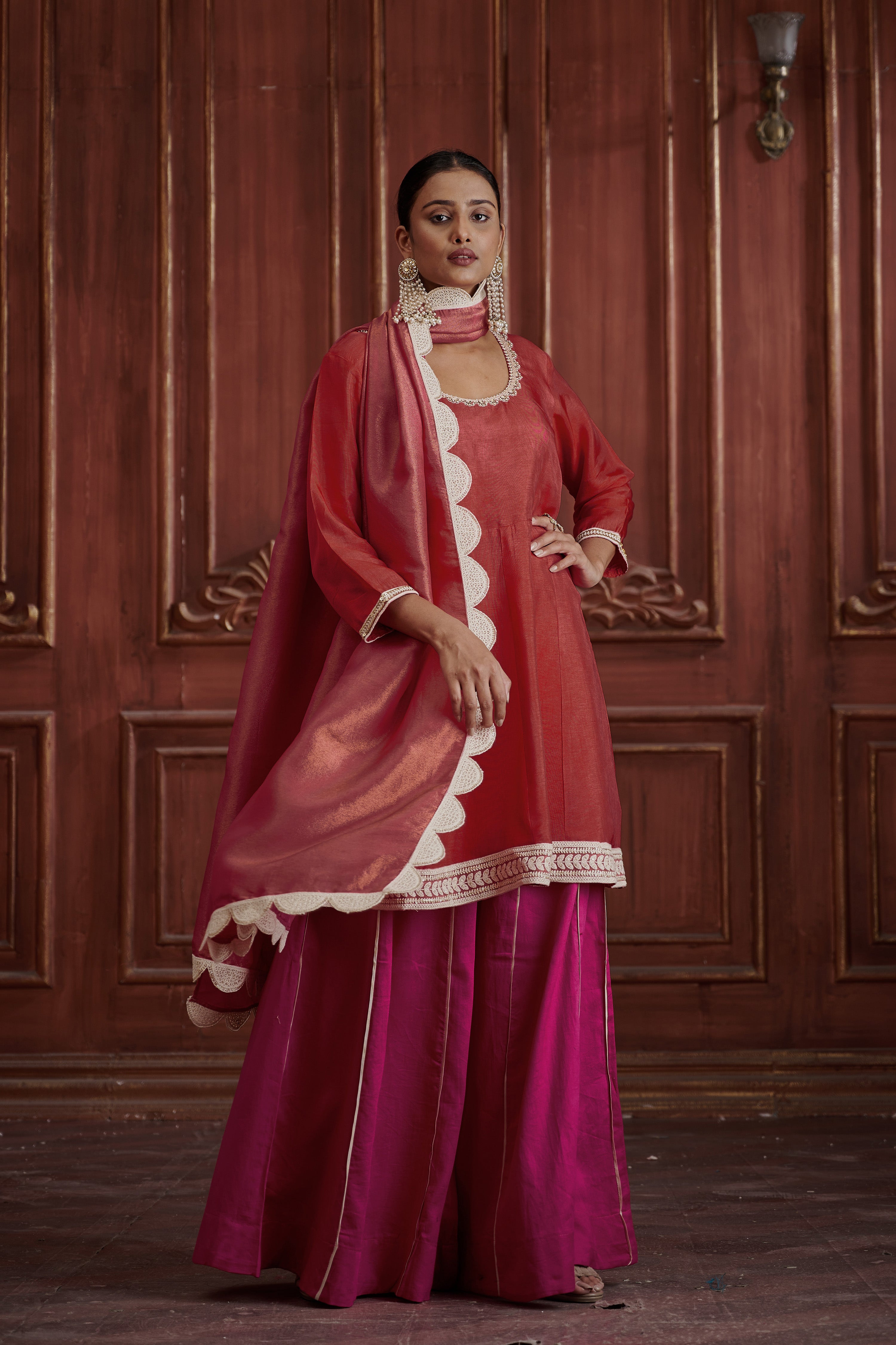 Rang Red-Pink Sharara Set
