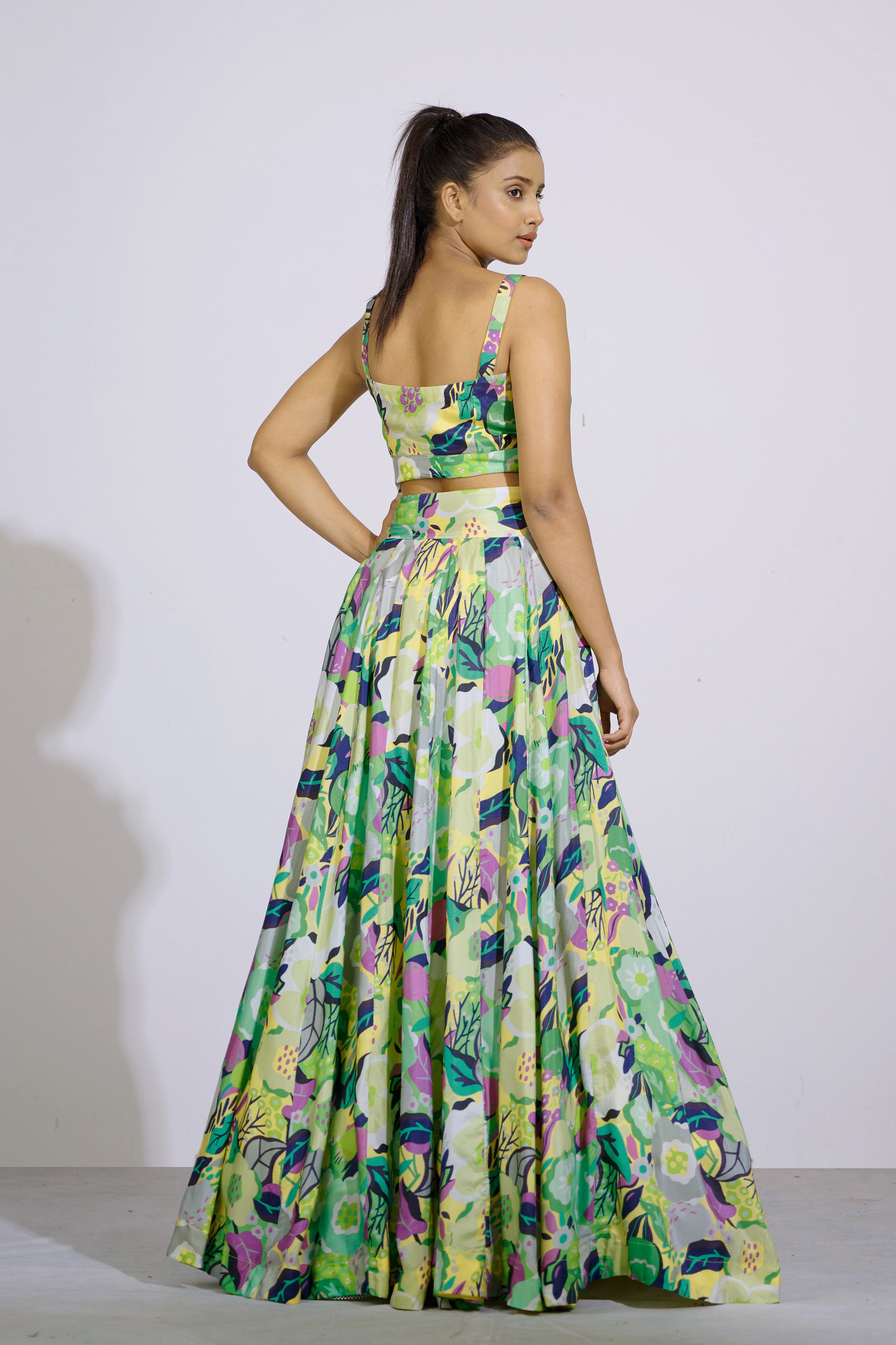 Gul Floral Bustier And Lehenga Set