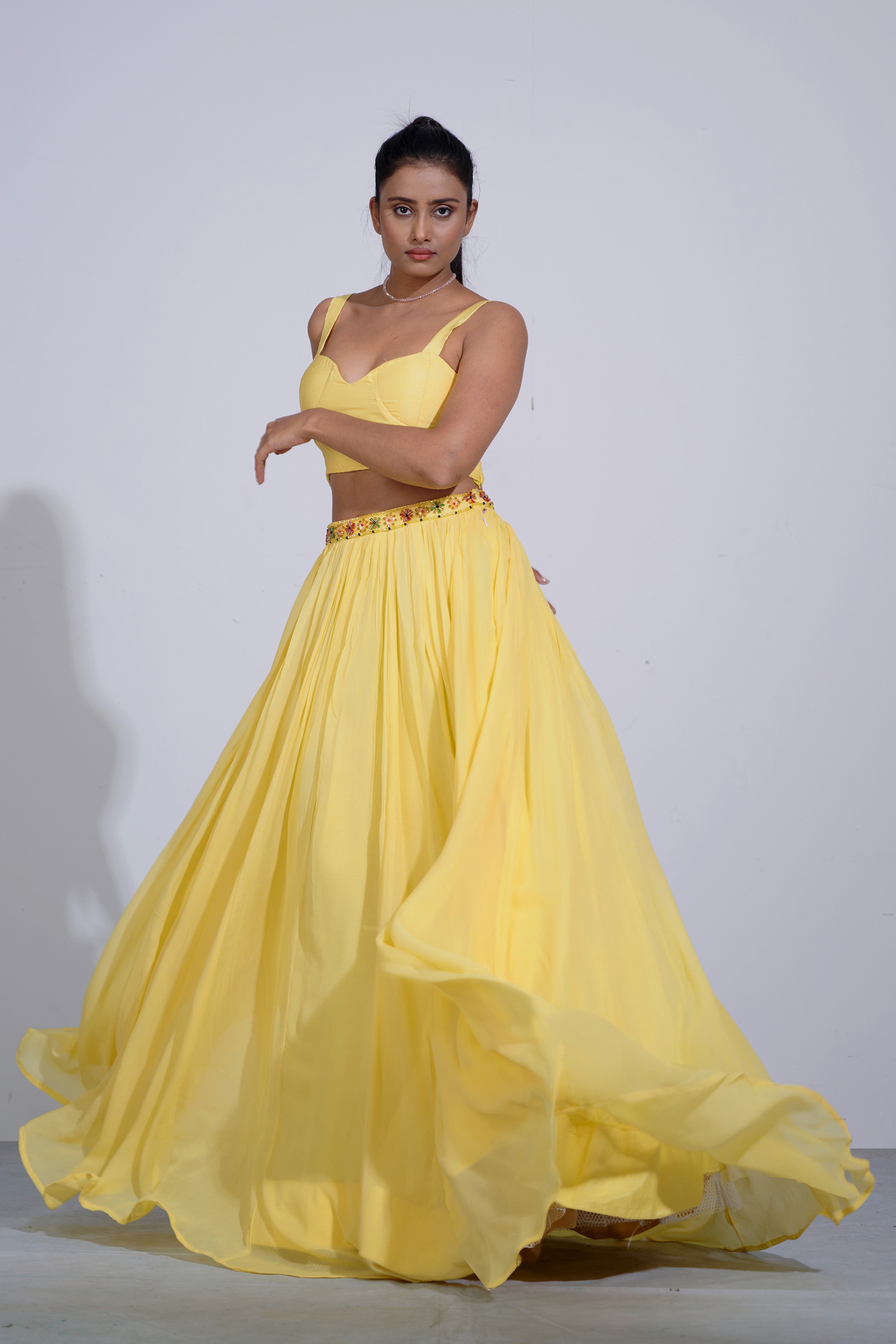 Gul Yellow Lehenga Set With Cape