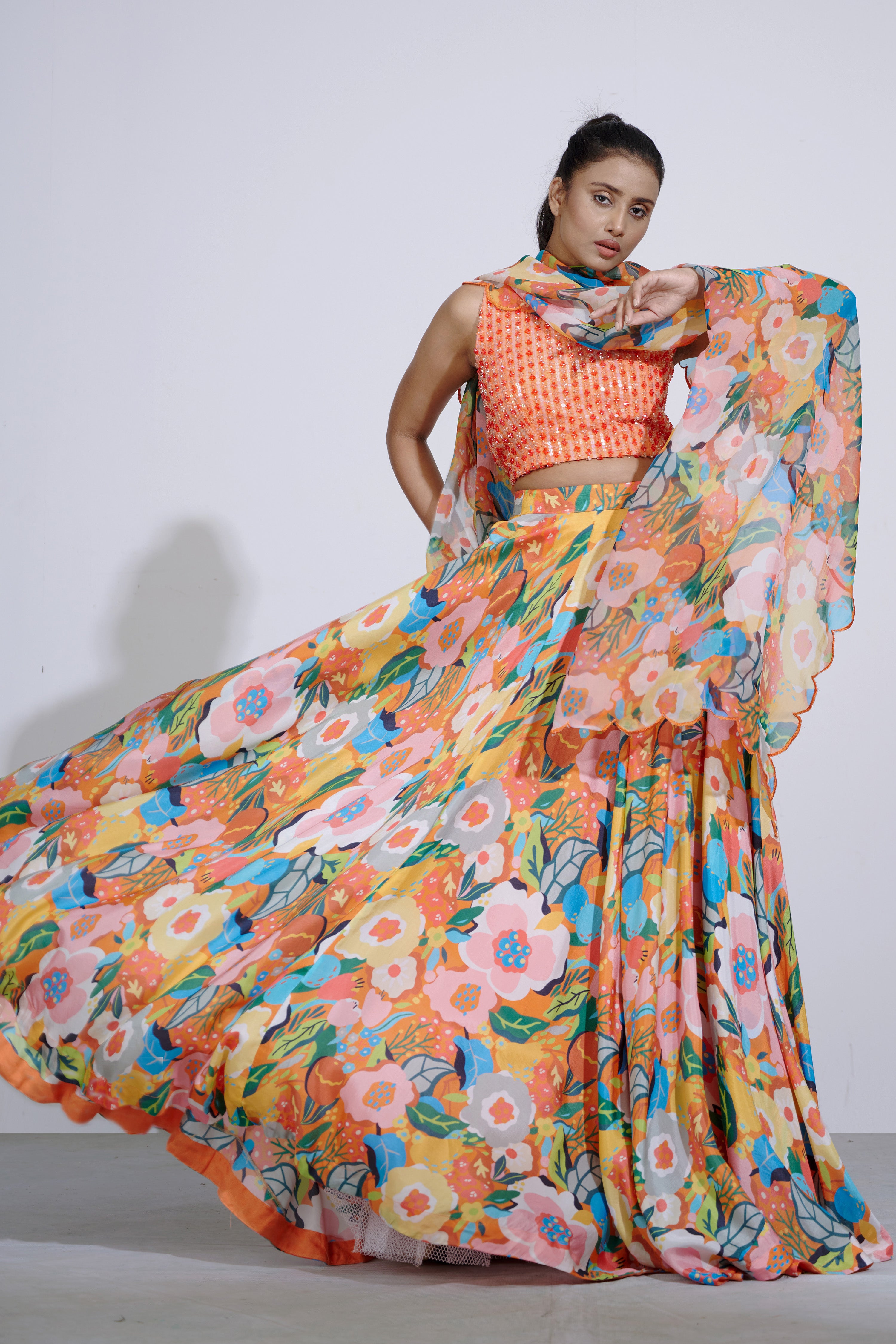 Gul Hand Embroidered Blouse And Lehenga Set