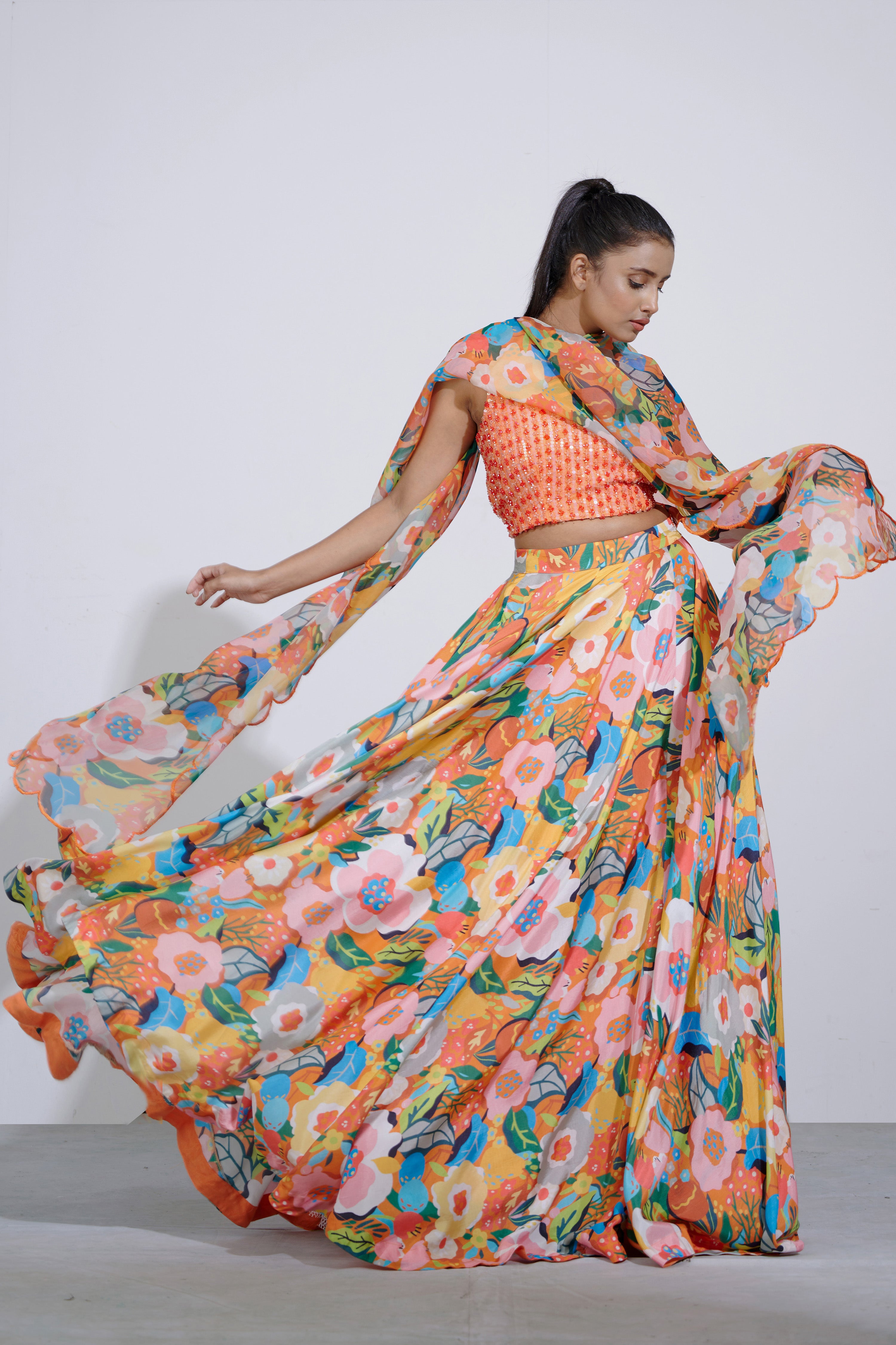 Gul Hand Embroidered Blouse And Lehenga Set