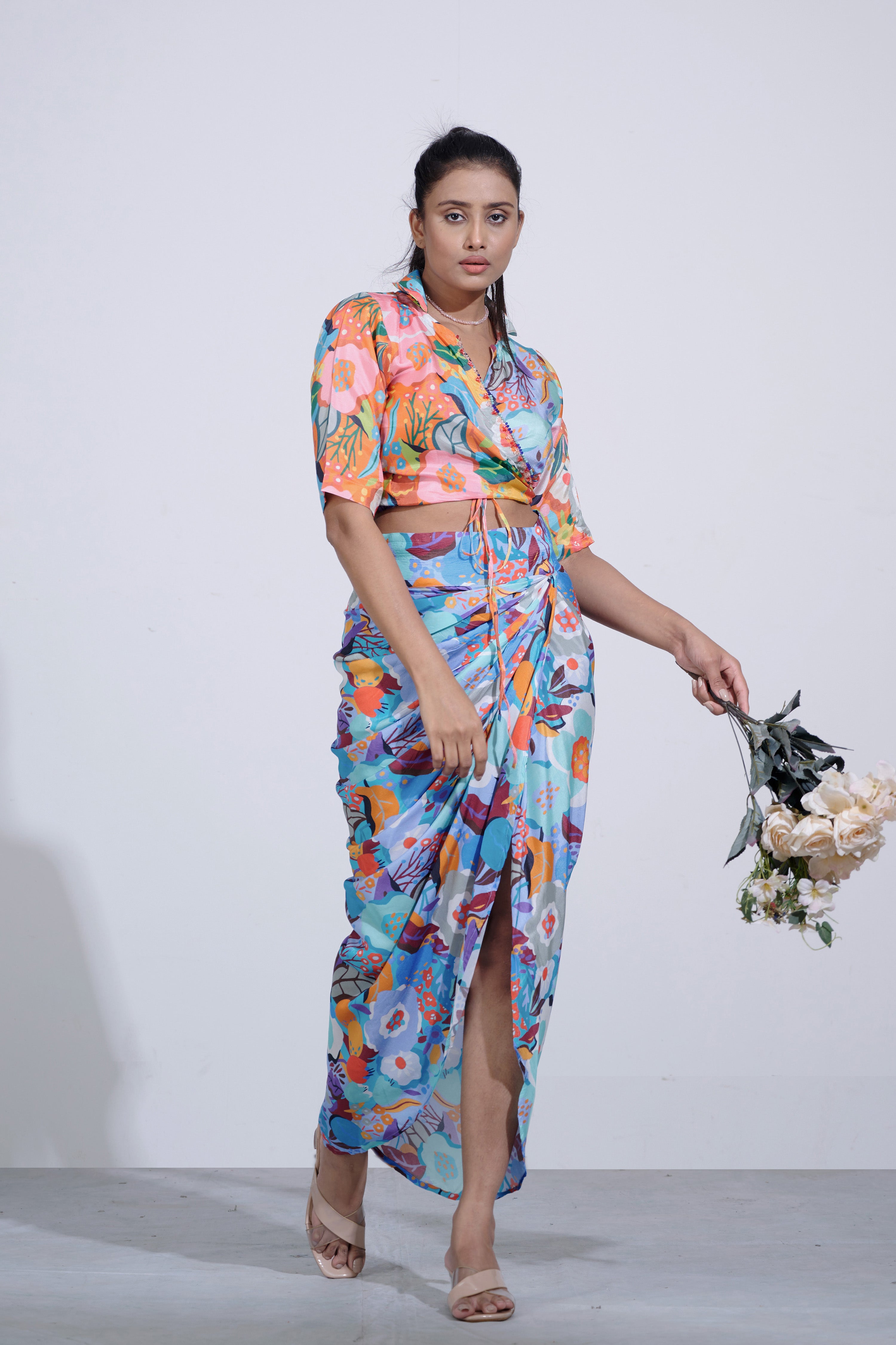 Gul Floral Wrap Skirt And Top