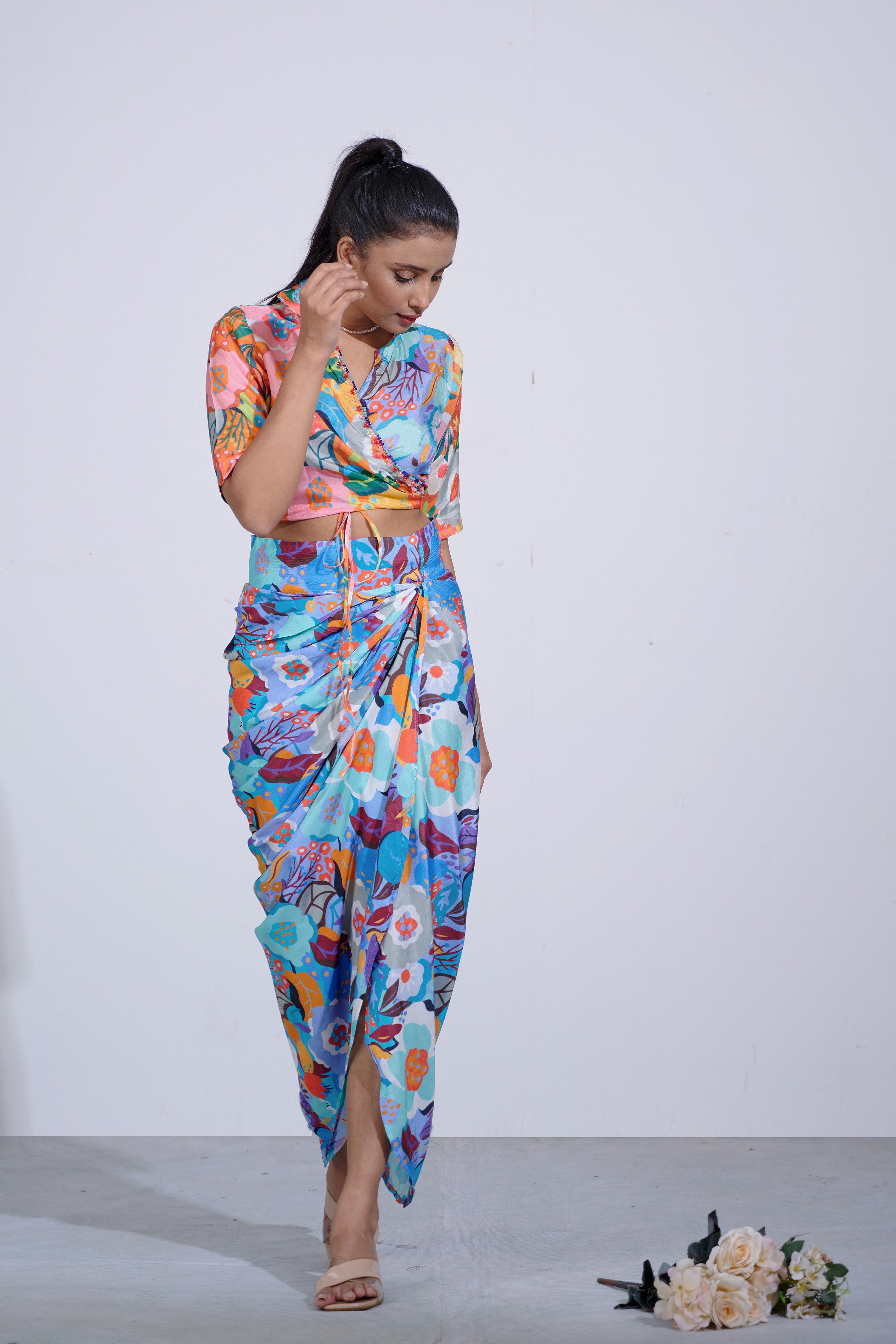 Gul Floral Wrap Skirt And Top