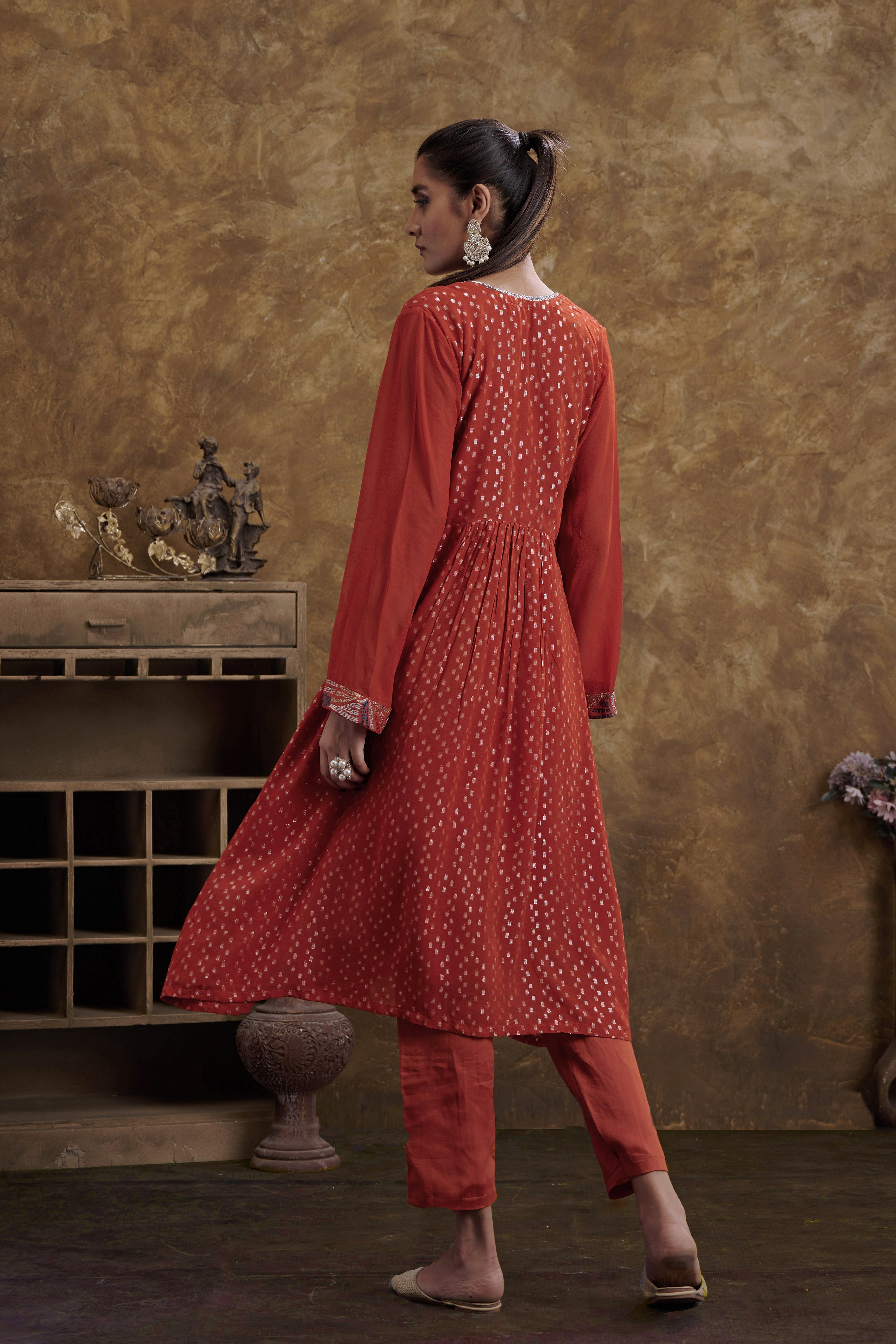 Sitaara Brick Orange Kurta Set
