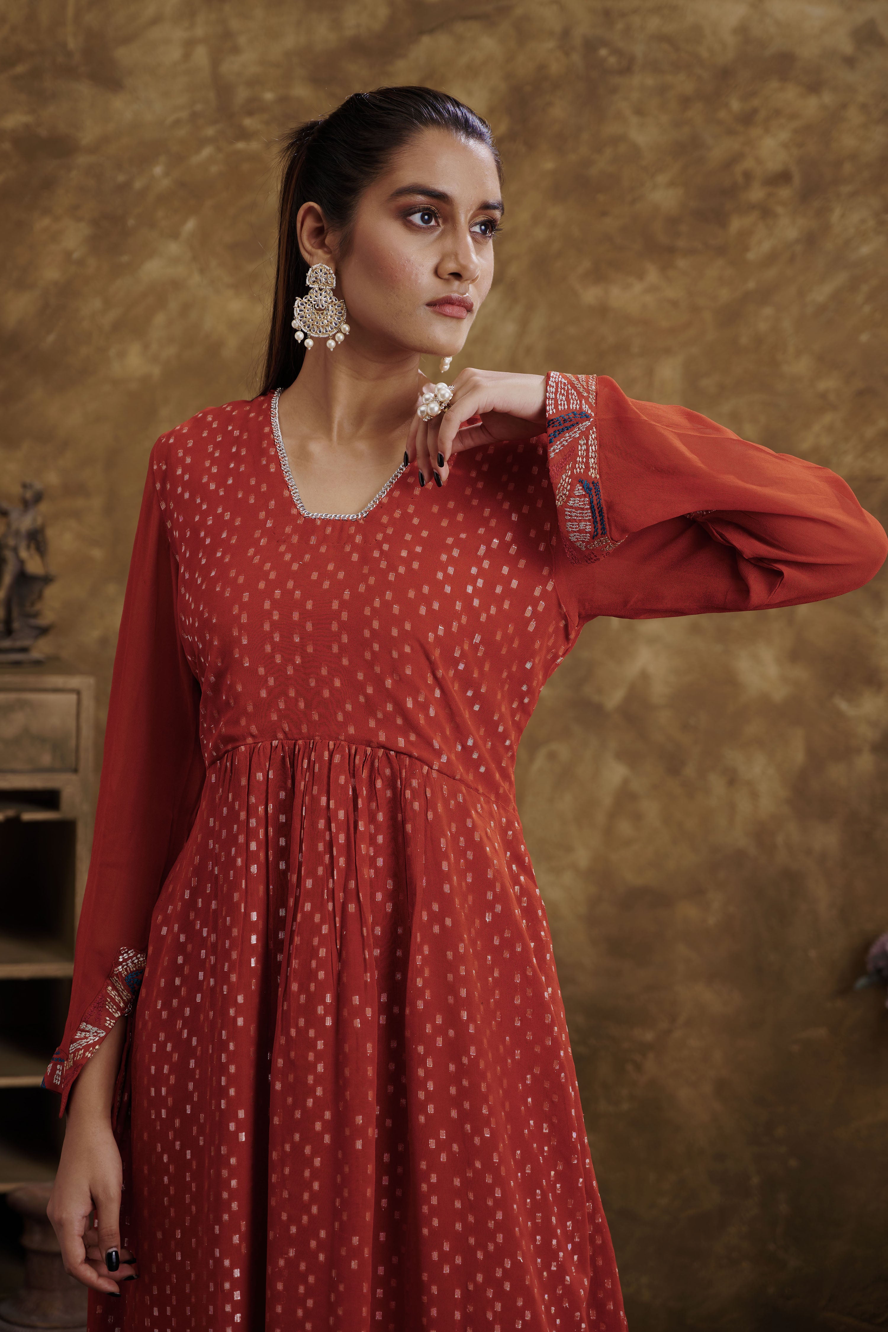 Sitaara Brick Orange Kurta Set