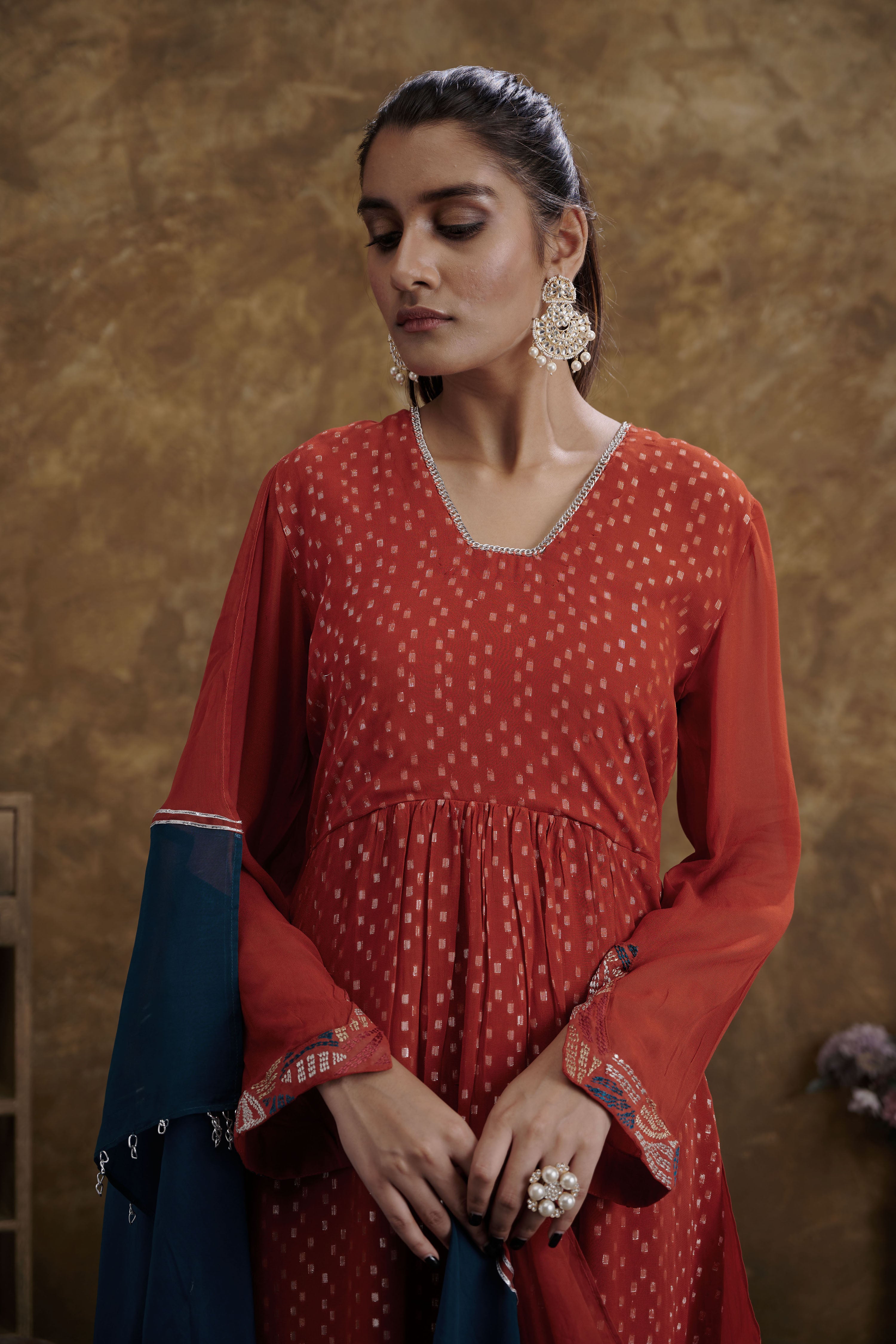 Sitaara Brick Orange Kurta Set