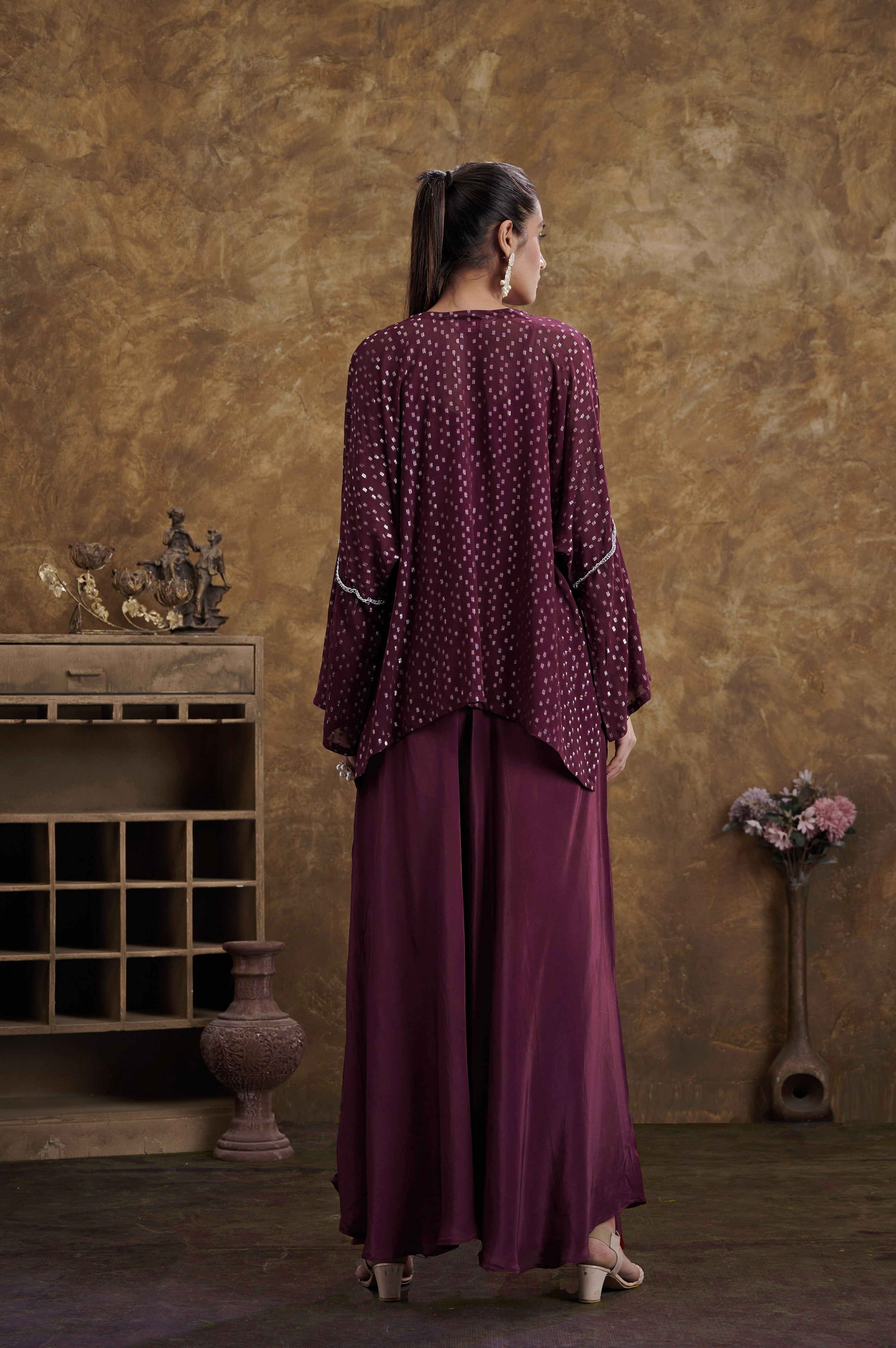 Sitaara Wine Flared Pants And Top