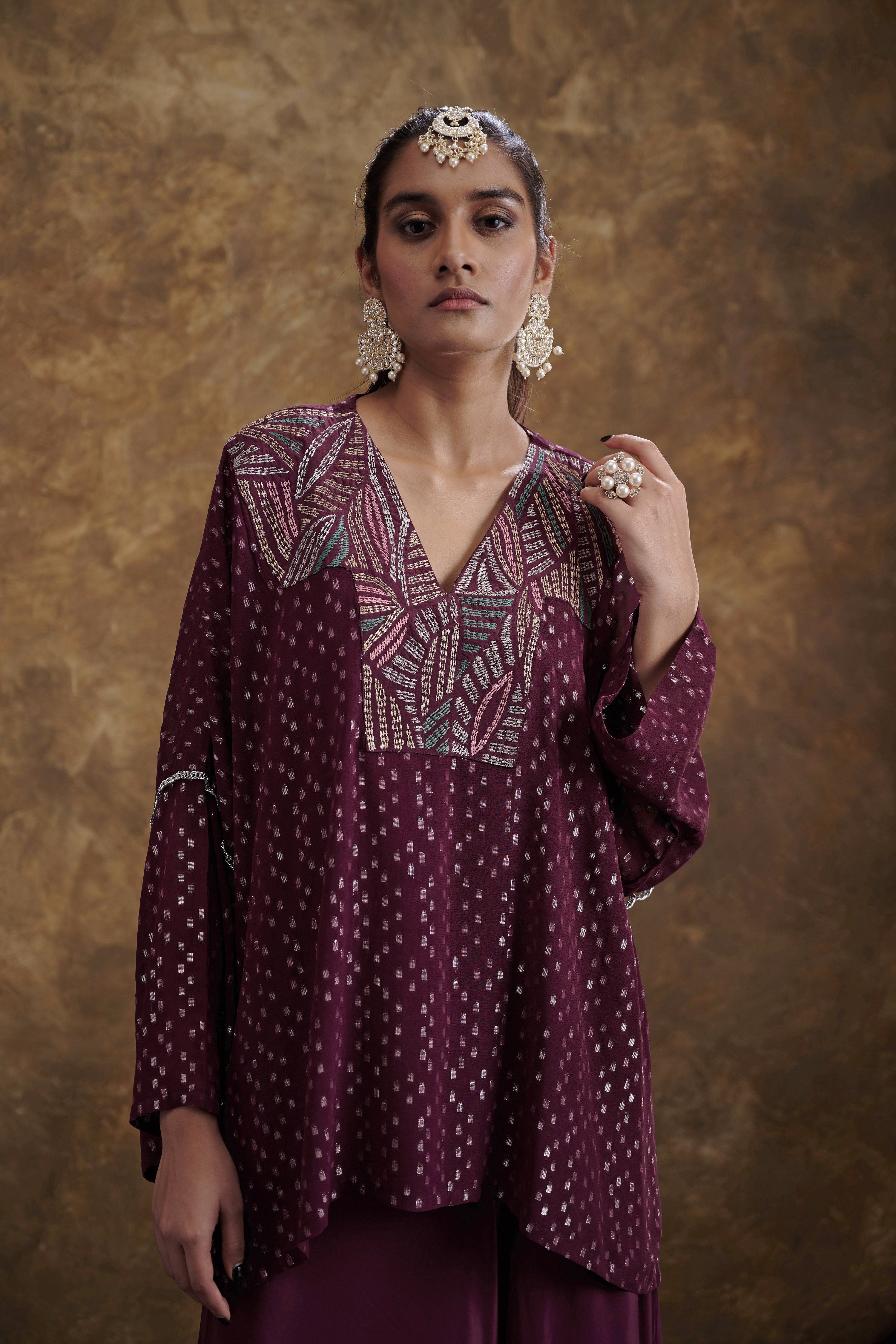 Sitaara Wine Flared Pants And Top