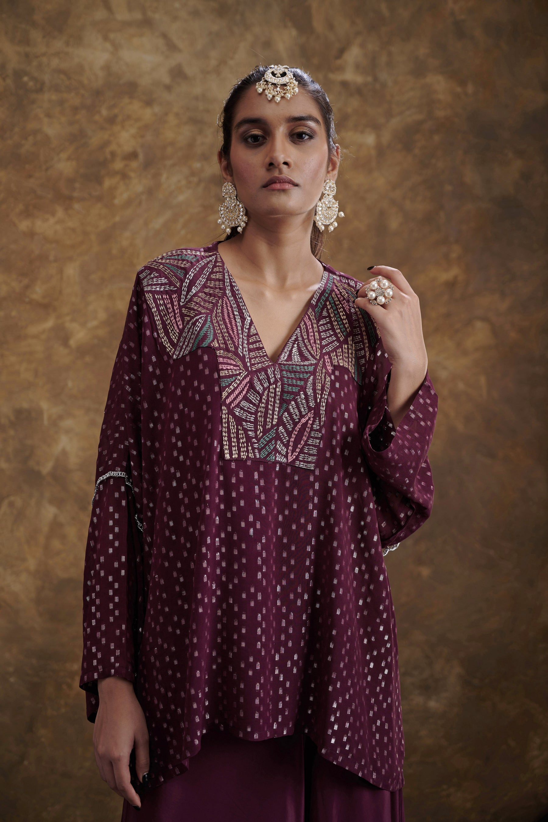 Sitaara Wine Flared Pants And Top