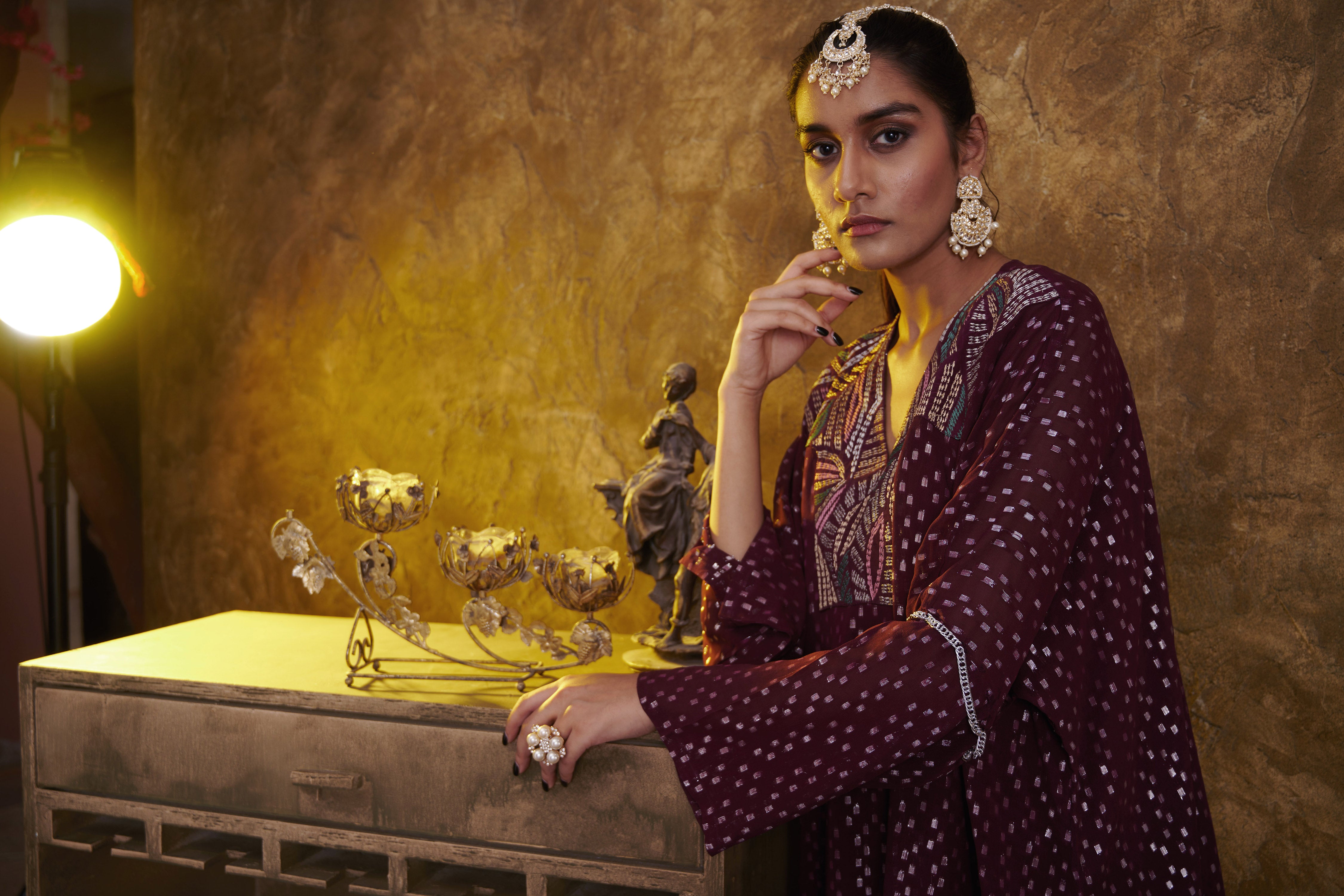 Sitaara Wine Flared Pants And Top