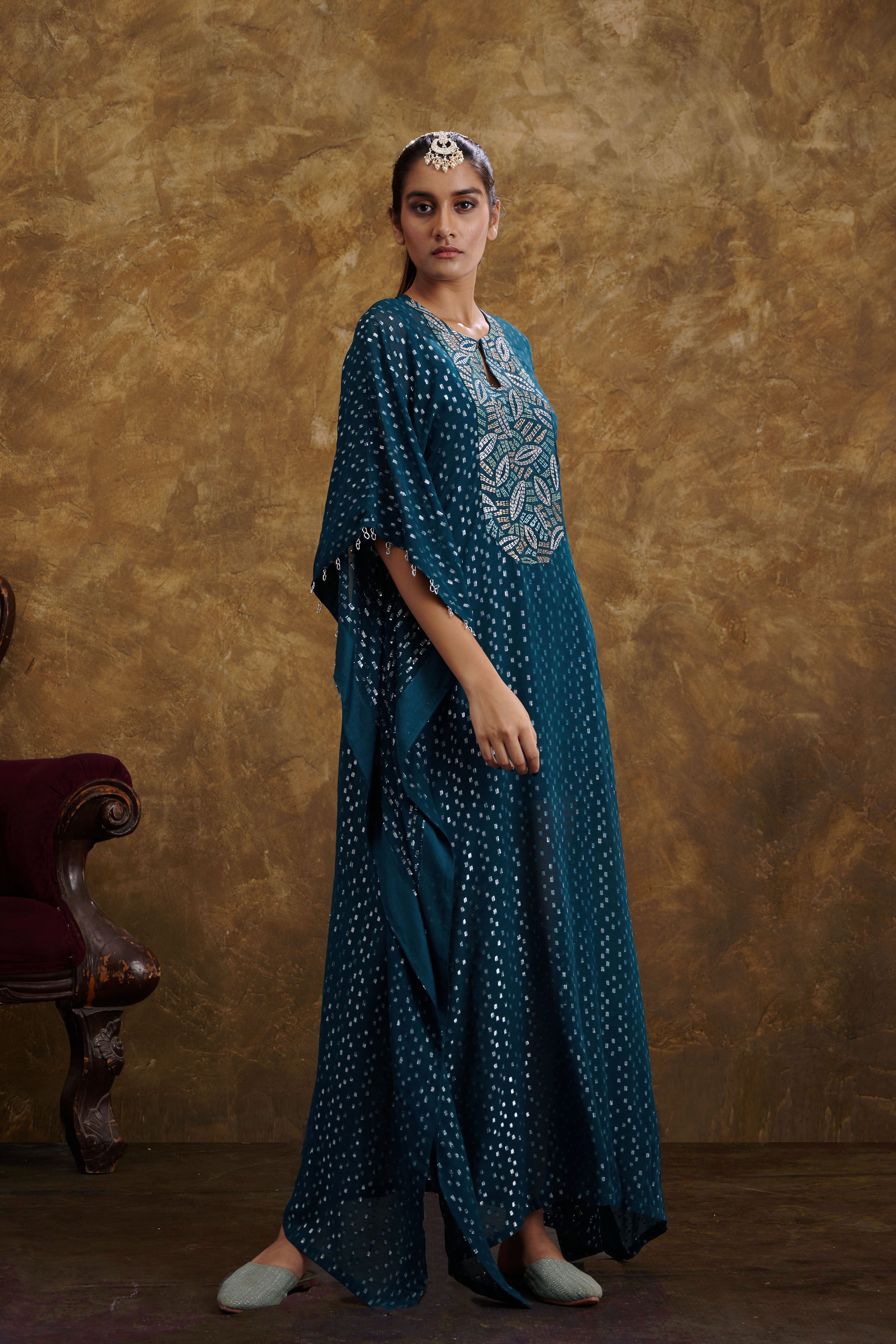 ﻿Sitaara Prussian Blue Kaftan Dress