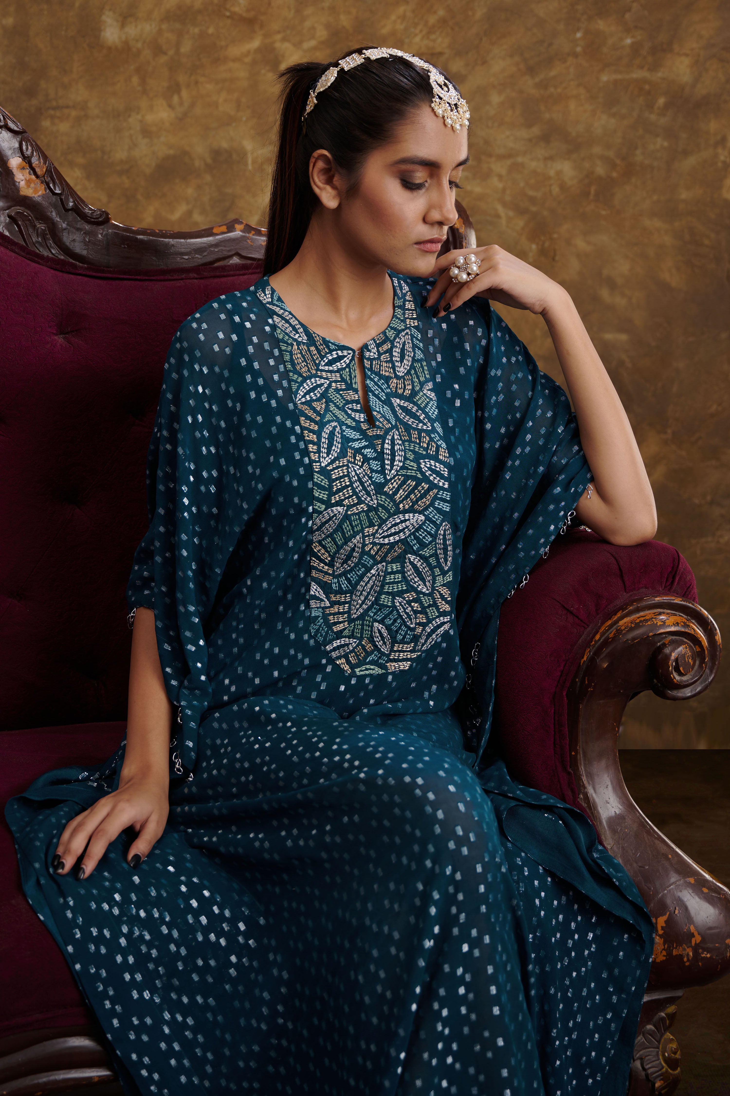 ﻿Sitaara Prussian Blue Kaftan Dress