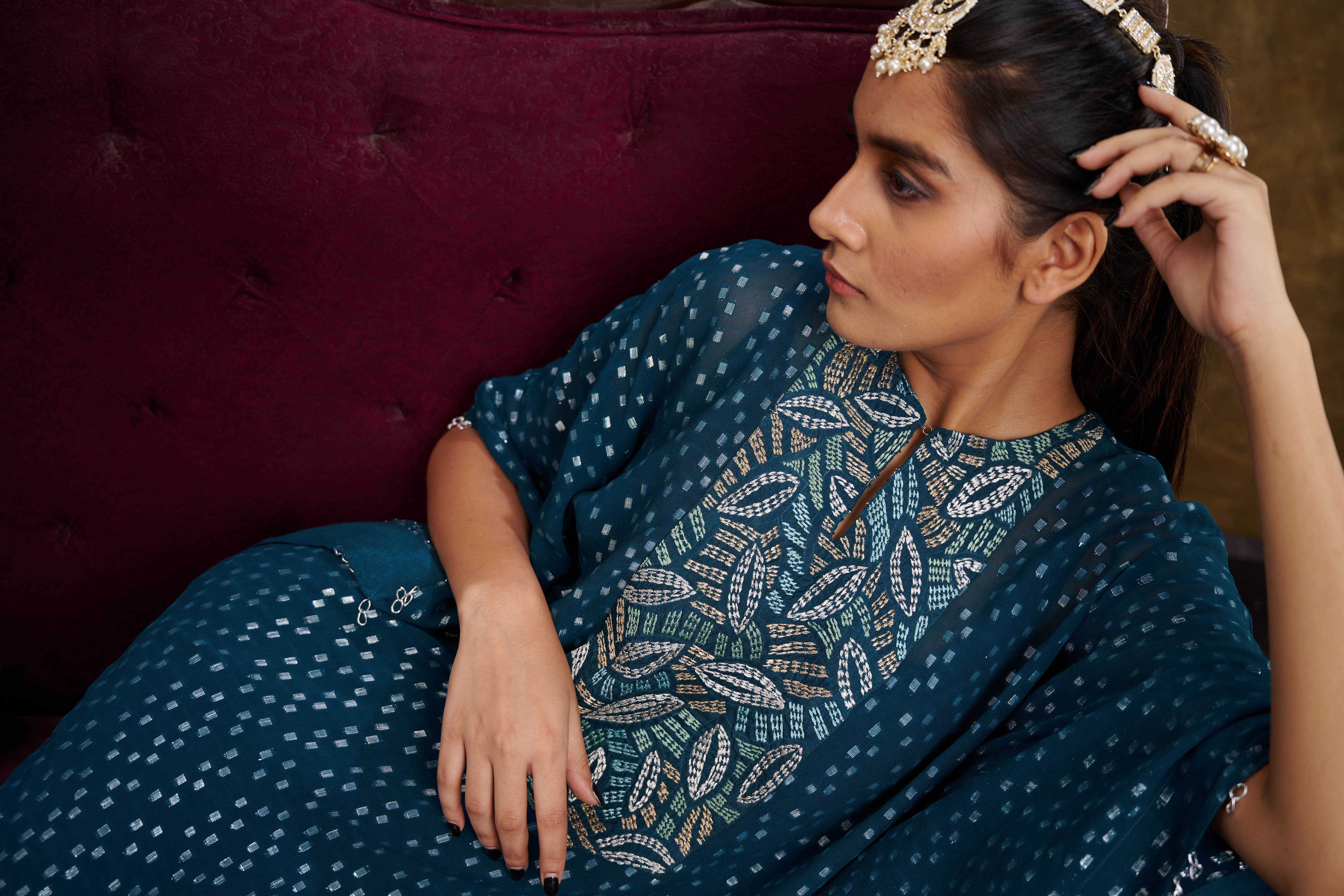 ﻿Sitaara Prussian Blue Kaftan Dress