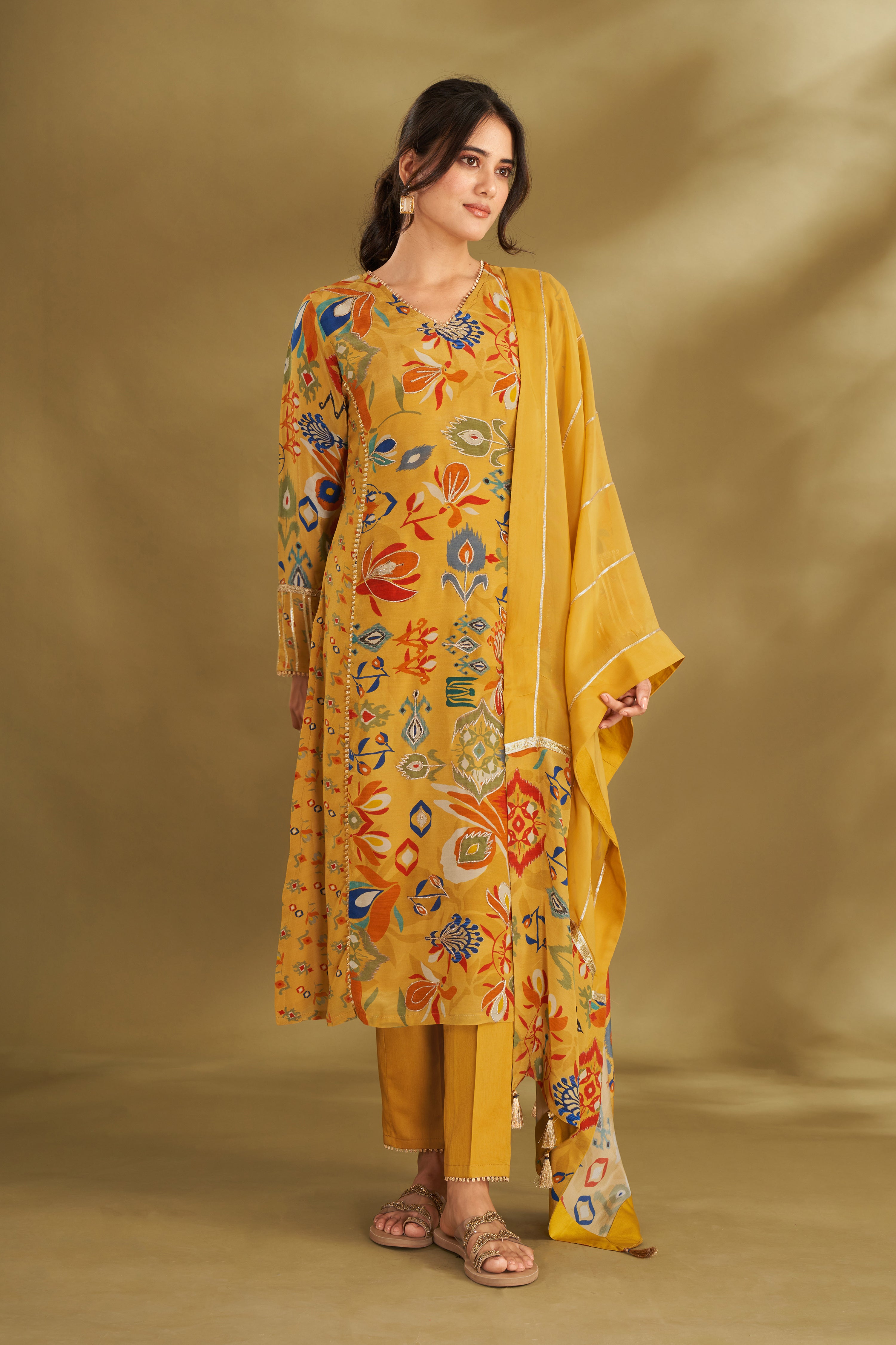 Dandelion Yellow A-line Kurta Set