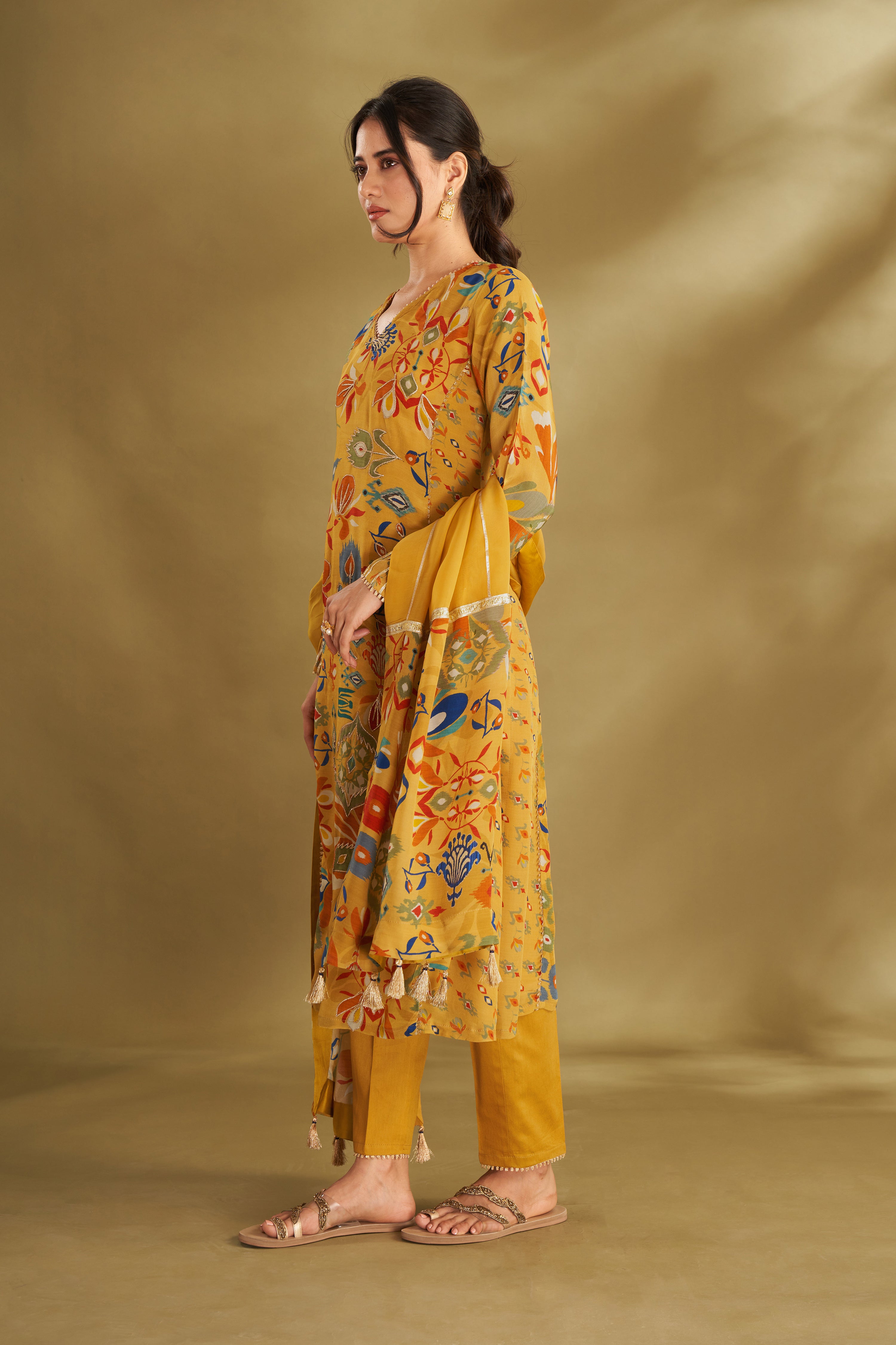 Dandelion Yellow A-line Kurta Set
