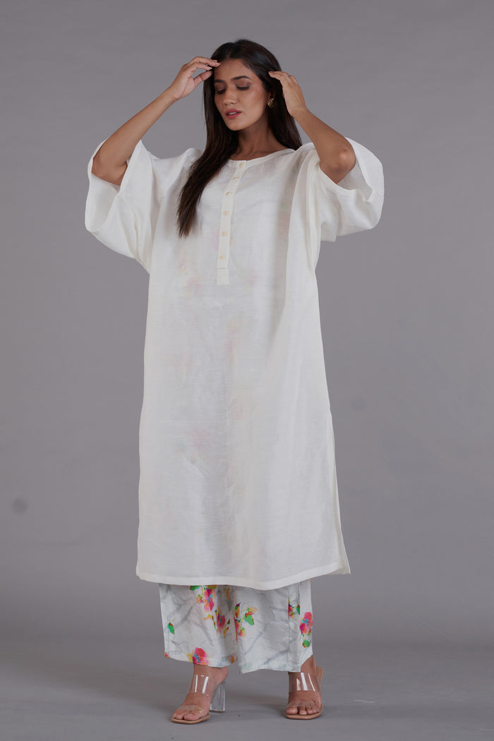 Asal White Kimono Kurta Set