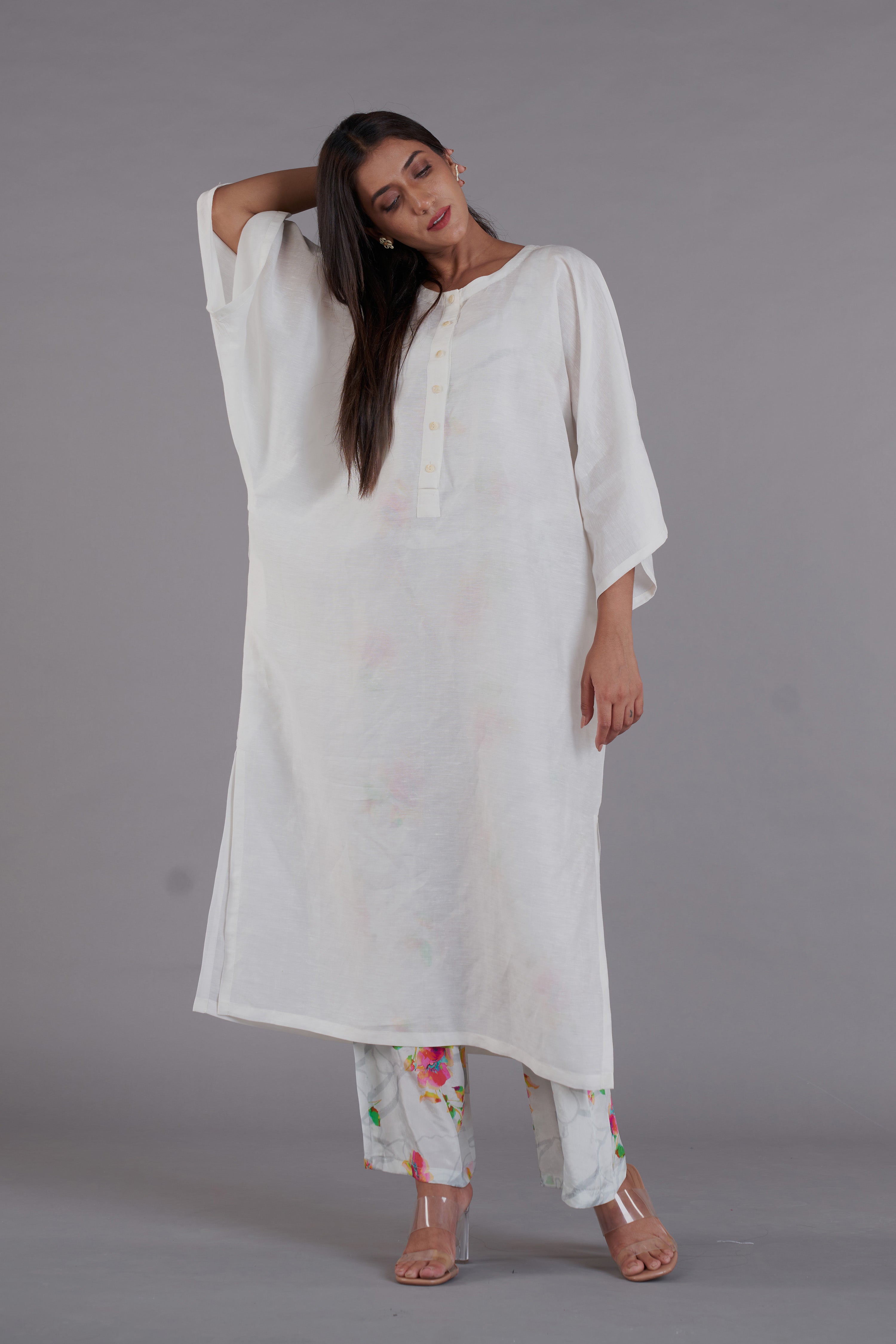 Asal White Kimono Kurta Set