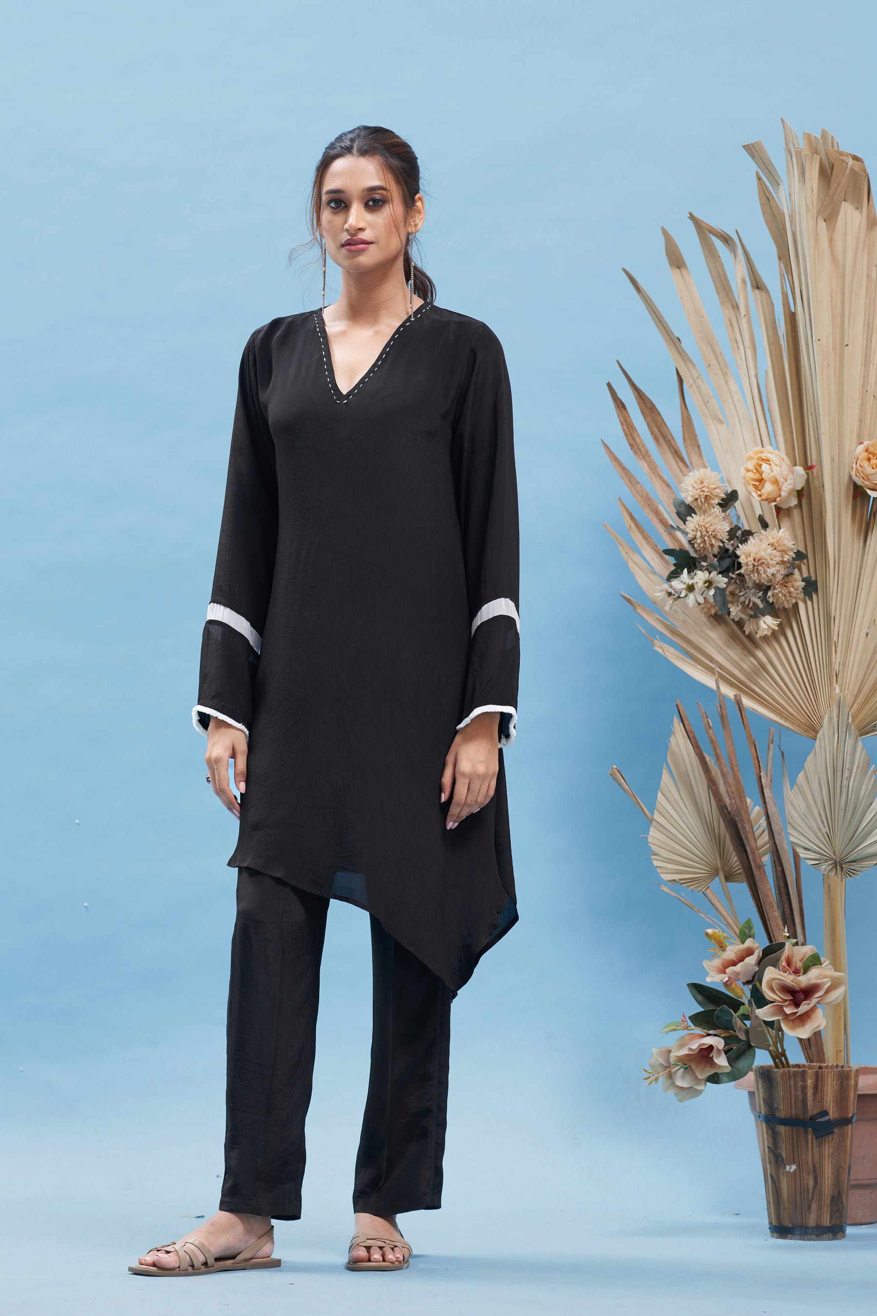 Black Asymmetrical kurta Set